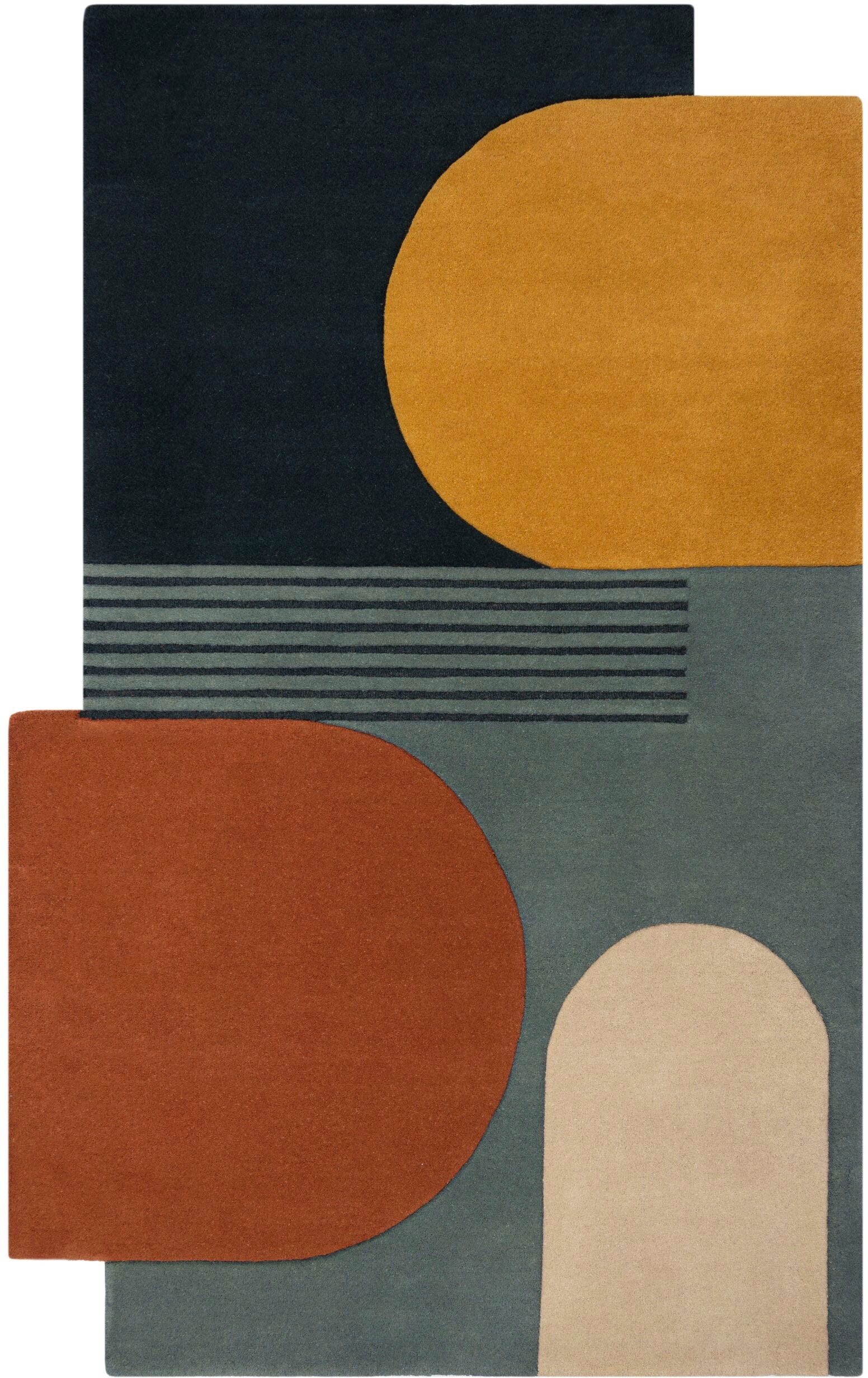 FLAIR RUGS Wollteppich »Lozenge mit abstraktem Retro-Design« rechteckig 10 günstig online kaufen