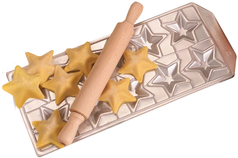 imperia Ravioliform für 10 "Ravioli Stelline", inkl. Teigrolle, Aluminium