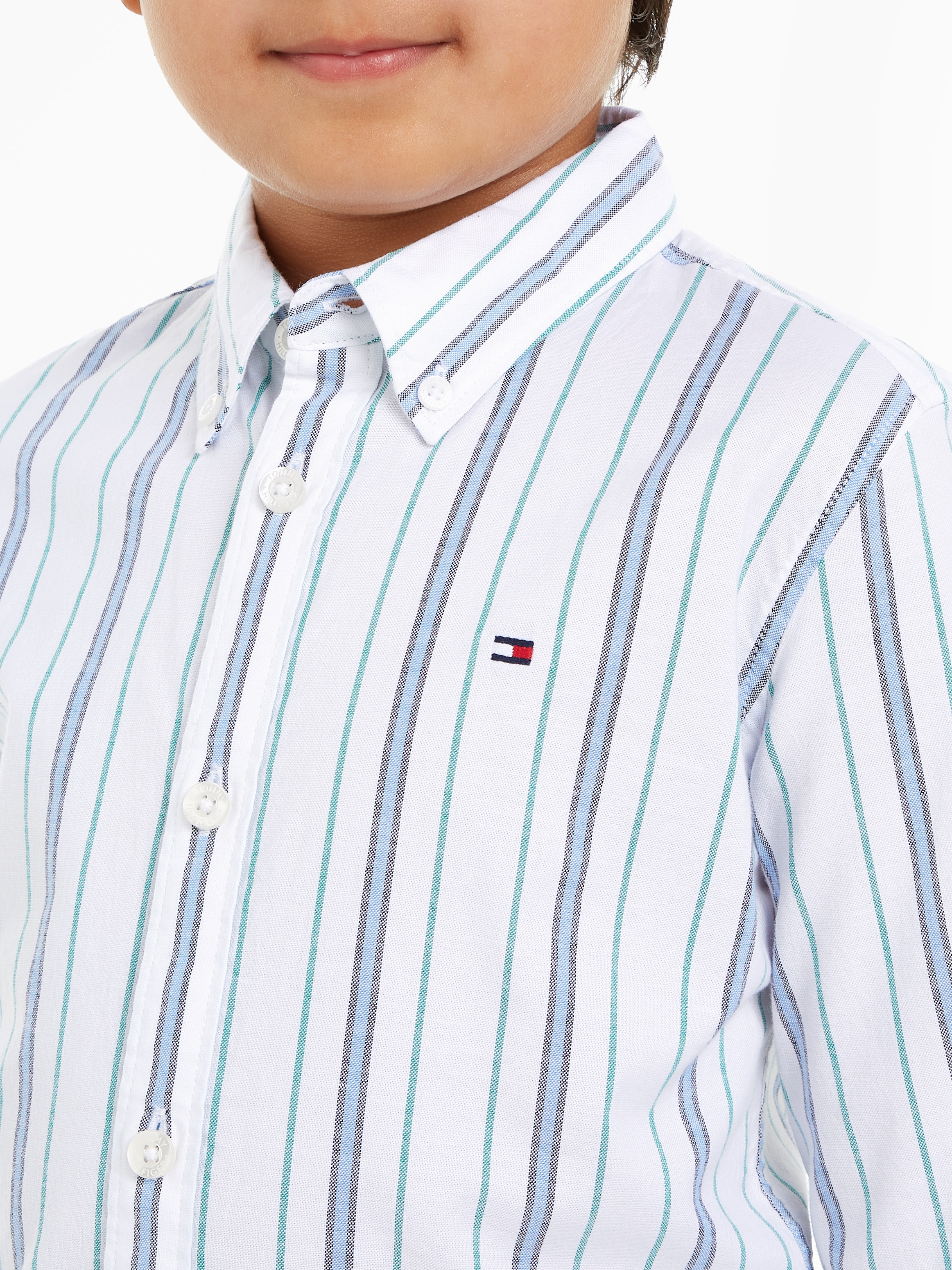Tommy Hilfiger Langarmhemd »FLEX ITHACA SHIRT L/S«, Kinder bis 16 Jahre mit Logostickerei