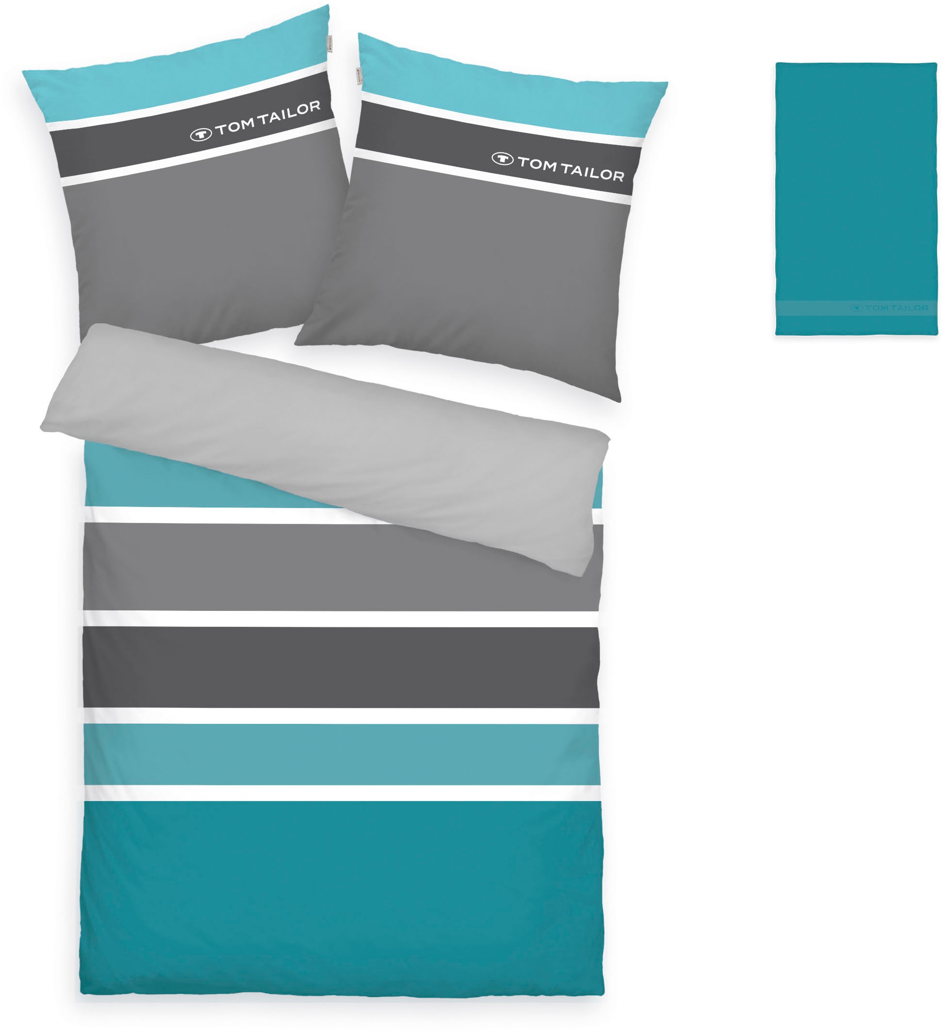 TOM TAILOR HOME Bettwäsche »Felix in Gr. 135x200 oder 155x220 cm«, mit GRATIS-Zugabe: Gästehandtuch (100% Baumwolle), mit Reißverschluss