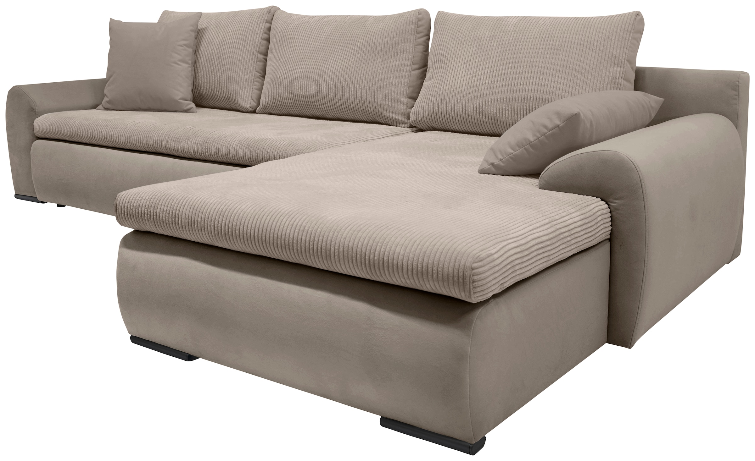 Home affaire Ecksofa »Win L-Form«, optional mit Schlaffunktion und Bettkasten, taupe, Cord