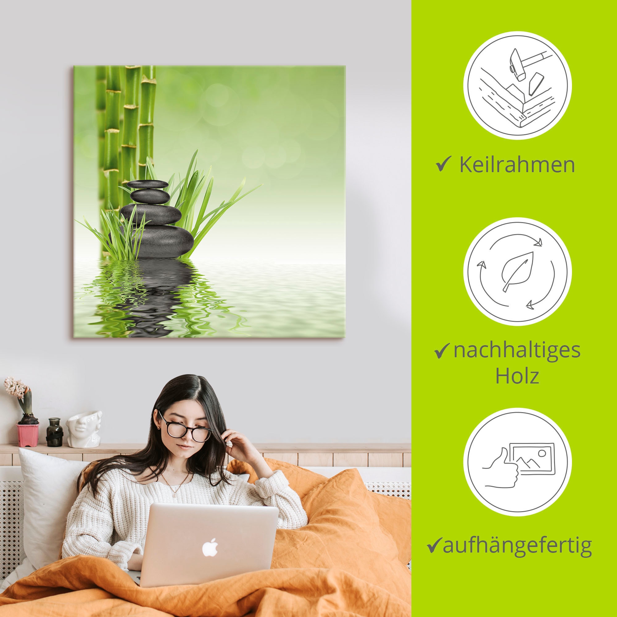 Artland Wandbild »Spa Steine«, Spa, (1 St.), als Alubild, Outdoorbild, Leinwandbild, Poster, Wandaufkleber
