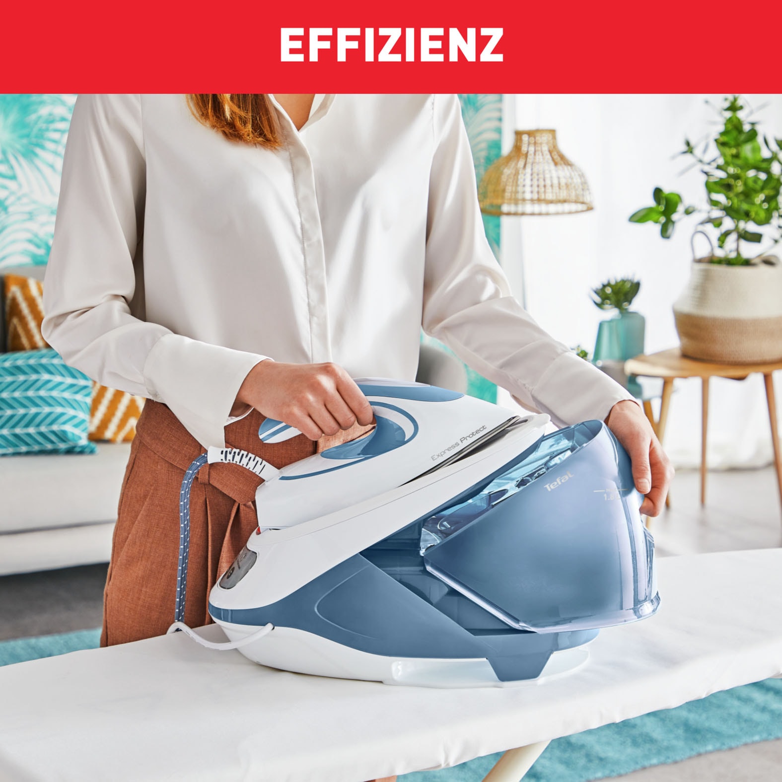 Tefal Dampfbügelstation »Express Protect, 2800 Watt, Eco Mode« 1.800 ml Wassertank Dampfstoß: 520 g/Min, Anti-Kalk-System für dauerhafte Leistung, SV9202