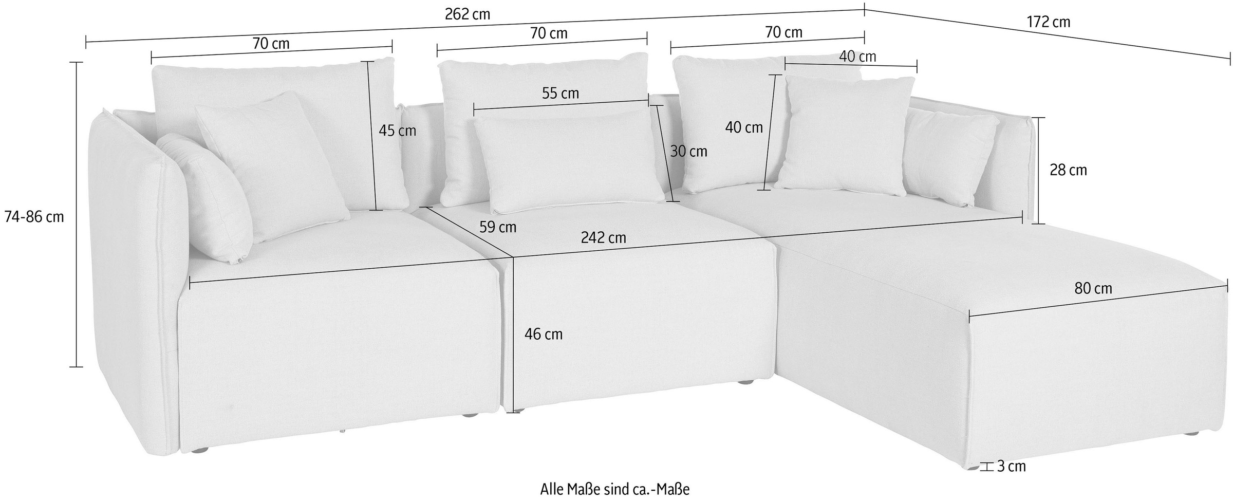 andas Ecksofa »Nöre«, (3 Teile), zusammengesetzt aus Modulen, in vielen Bezugsqualitäten und Farben