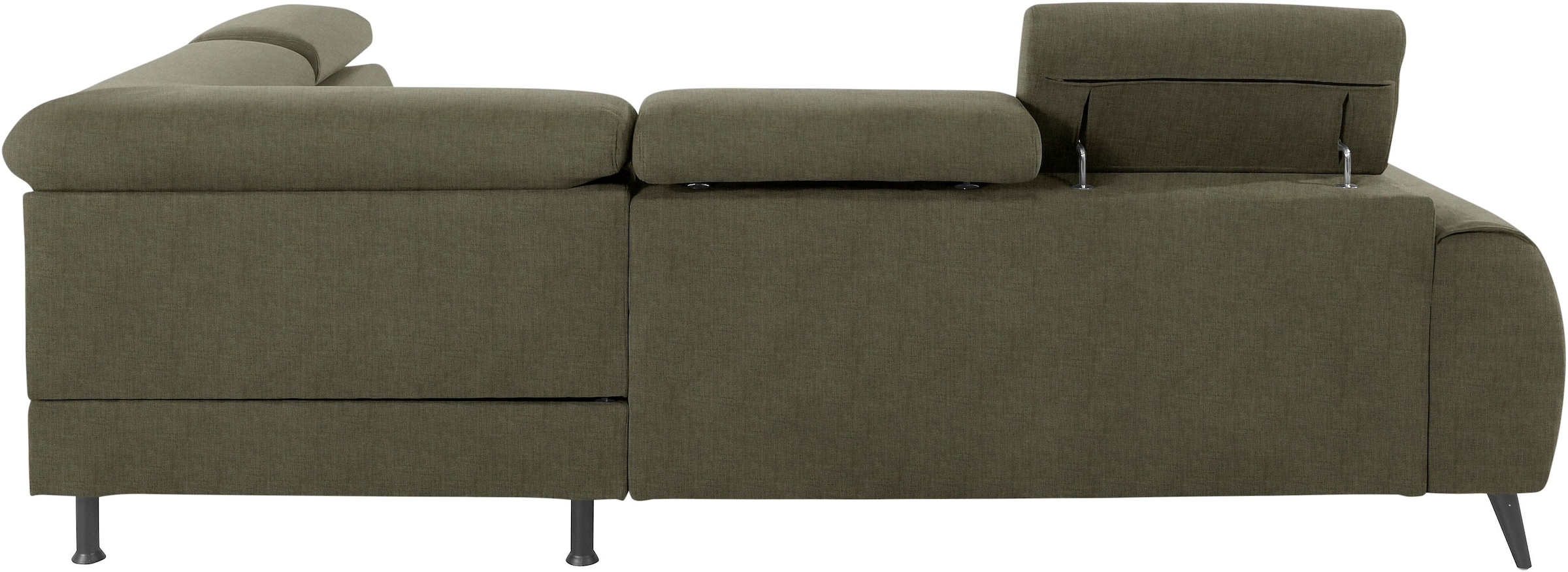 COTTA Ecksofa »Mia L-Form mit 3 Zierkissen«, wahlweise mit Bettfunktion, Bettkasten, Beleuchtung & Wireless-Charger