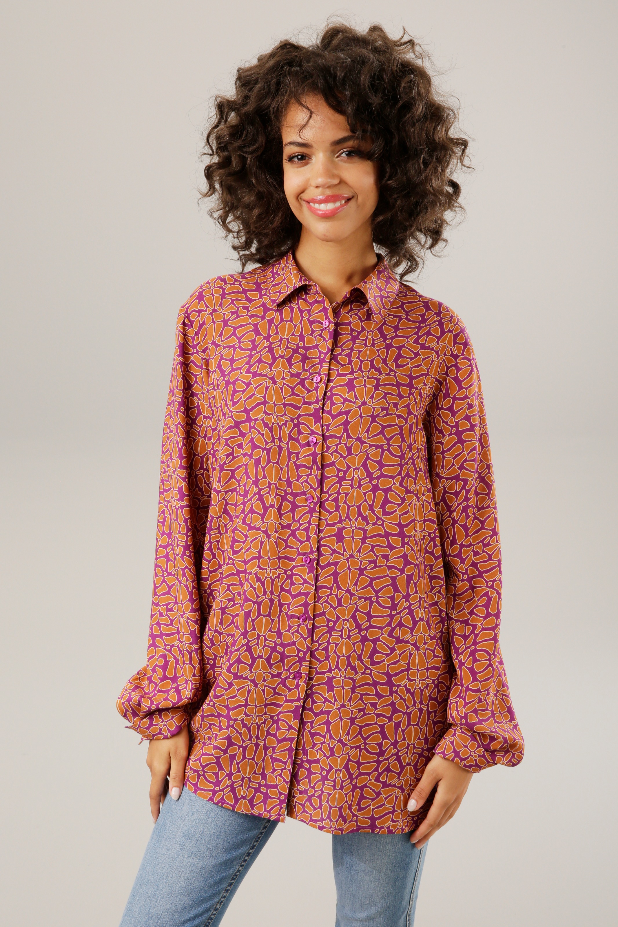 Aniston CASUAL Hemdbluse, kaufen mit Druck online graphischem trendfarbenem