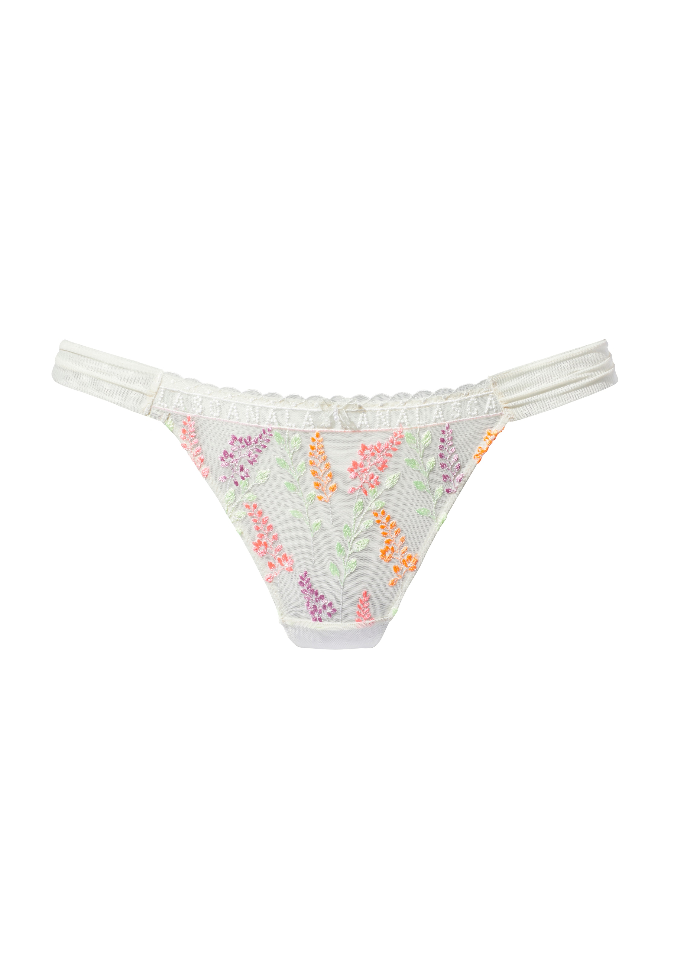 LASCANA String, aus Mesh mit zarter, glänzender Blumenstickerei