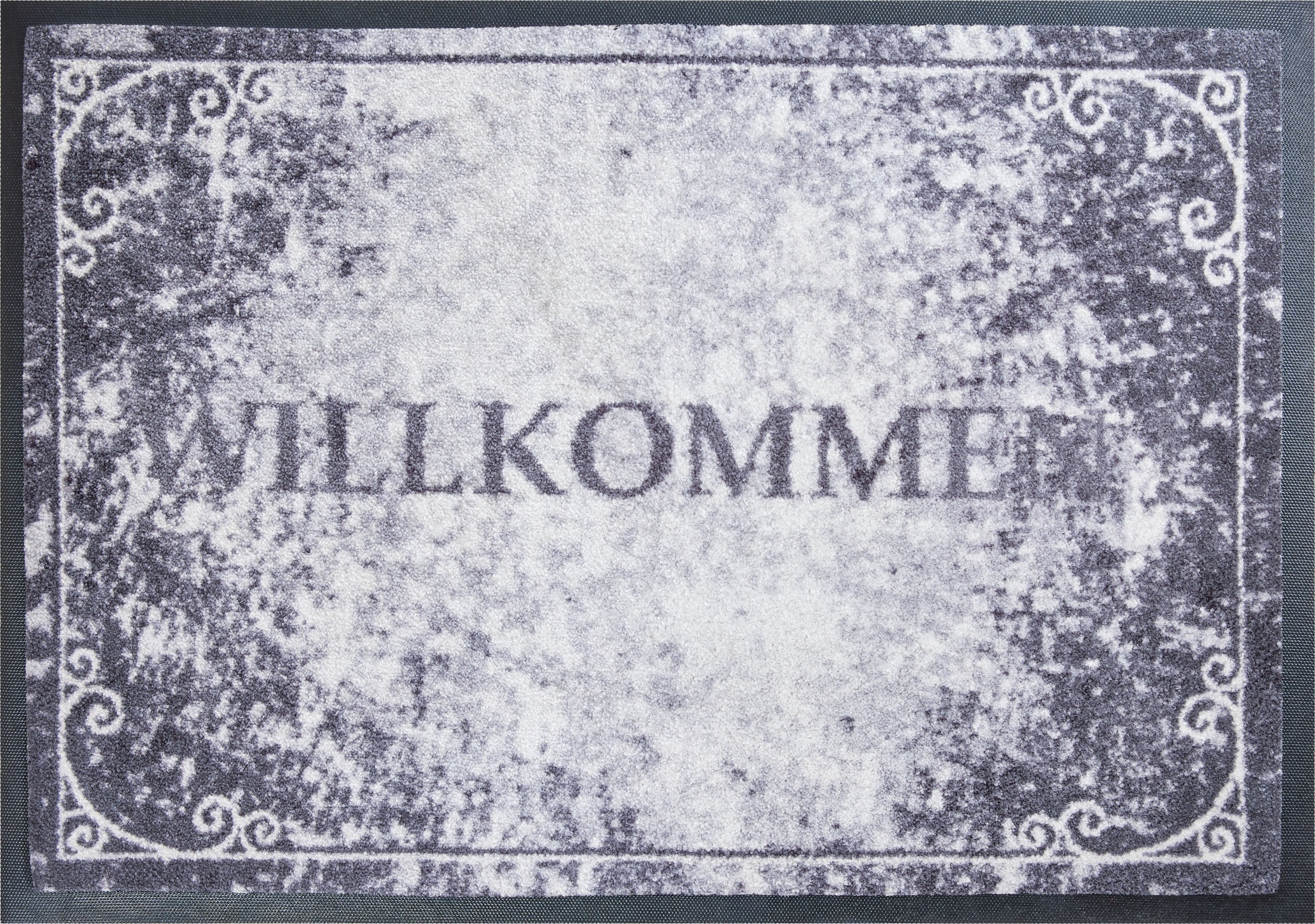 Grund Fußmatte »Willkommen«, rechteckig, 8 mm Höhe, Schmutzfangmatte, mit Spruch, In- und Outdoor geeignet, waschbar