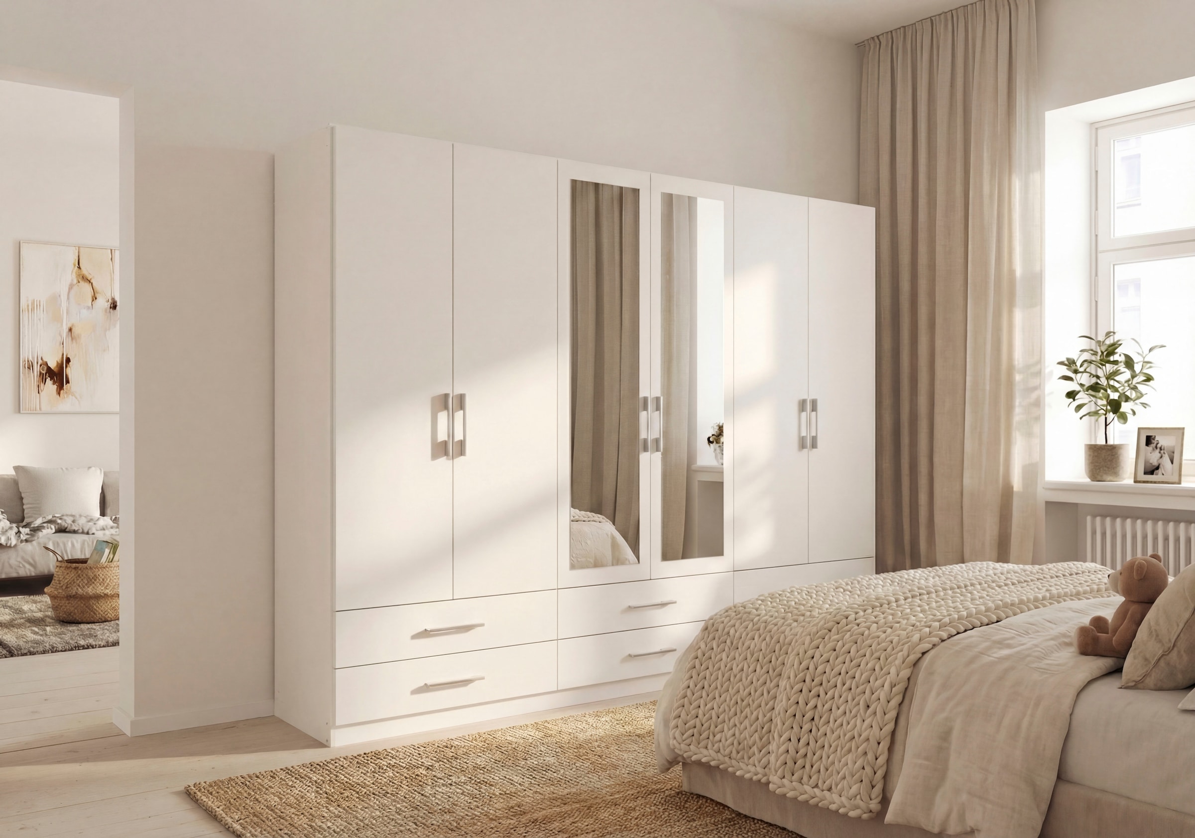 rauch Kleiderschrank »Schrank Garderobe Wäscheschrank HERSBRUCK in 2 Breiten« Breiten: 226 oder 271 cm, Höhe 210 cm,  mit 6 großzügigen Schubladen sowie Spiegeltüren MADE IN GERMANY