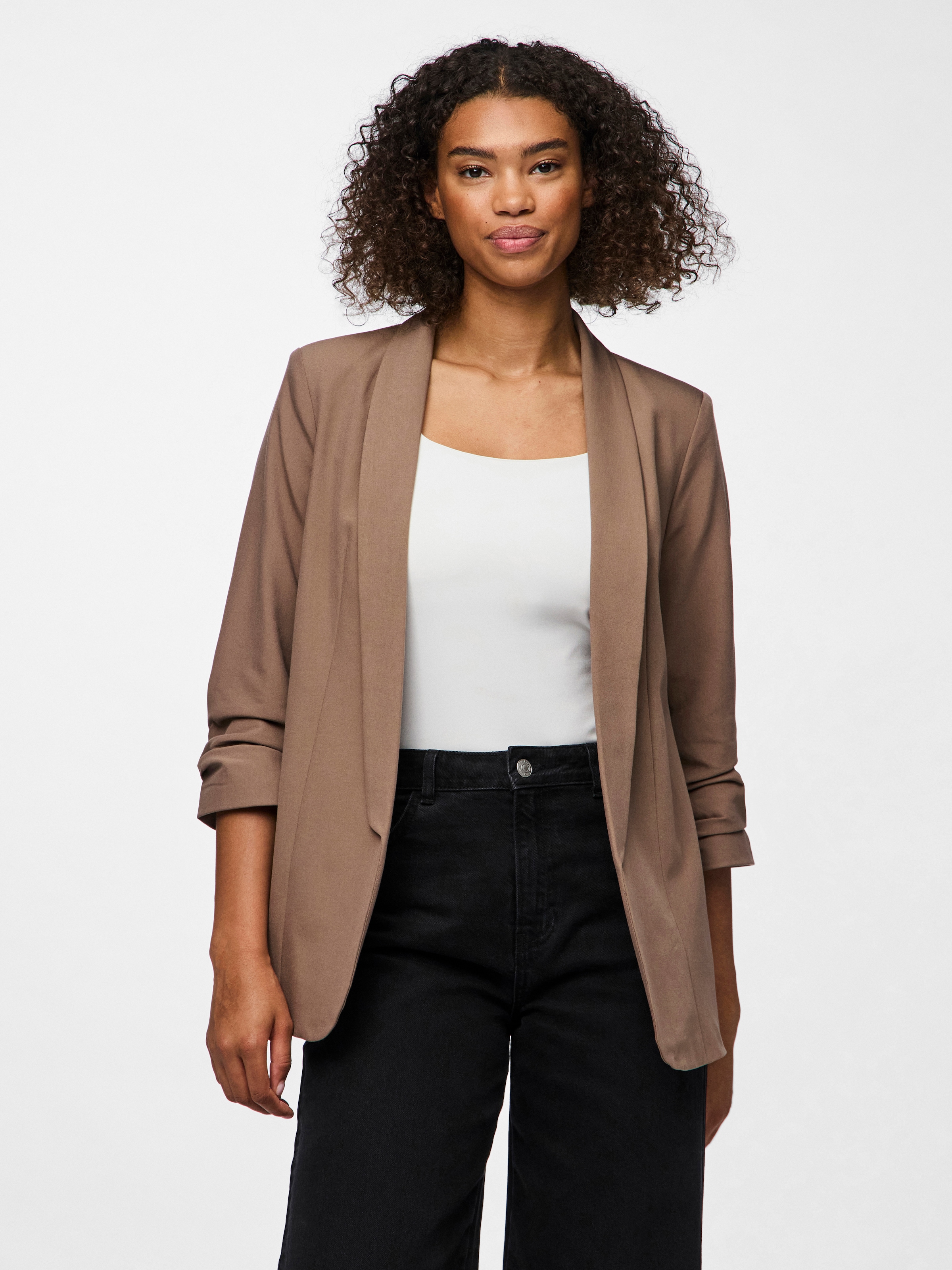 pieces Blusenblazer »PCBOSELLA 3/4 BLAZER NOOS« Materialmix, regular fit