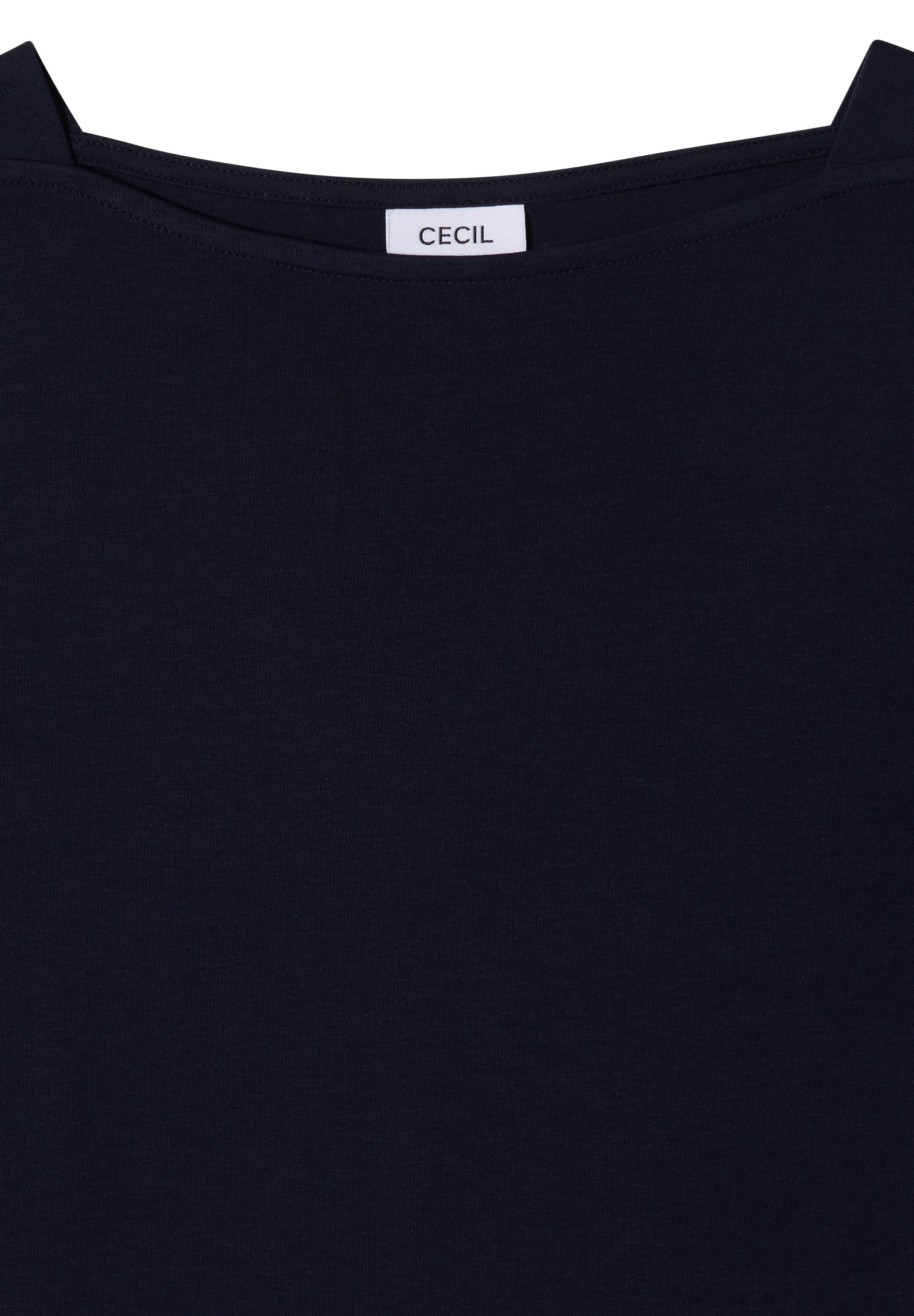 Cecil 3/4-Arm-Shirt U-Boot-Ausschnitt, unifarben, Baumwolle