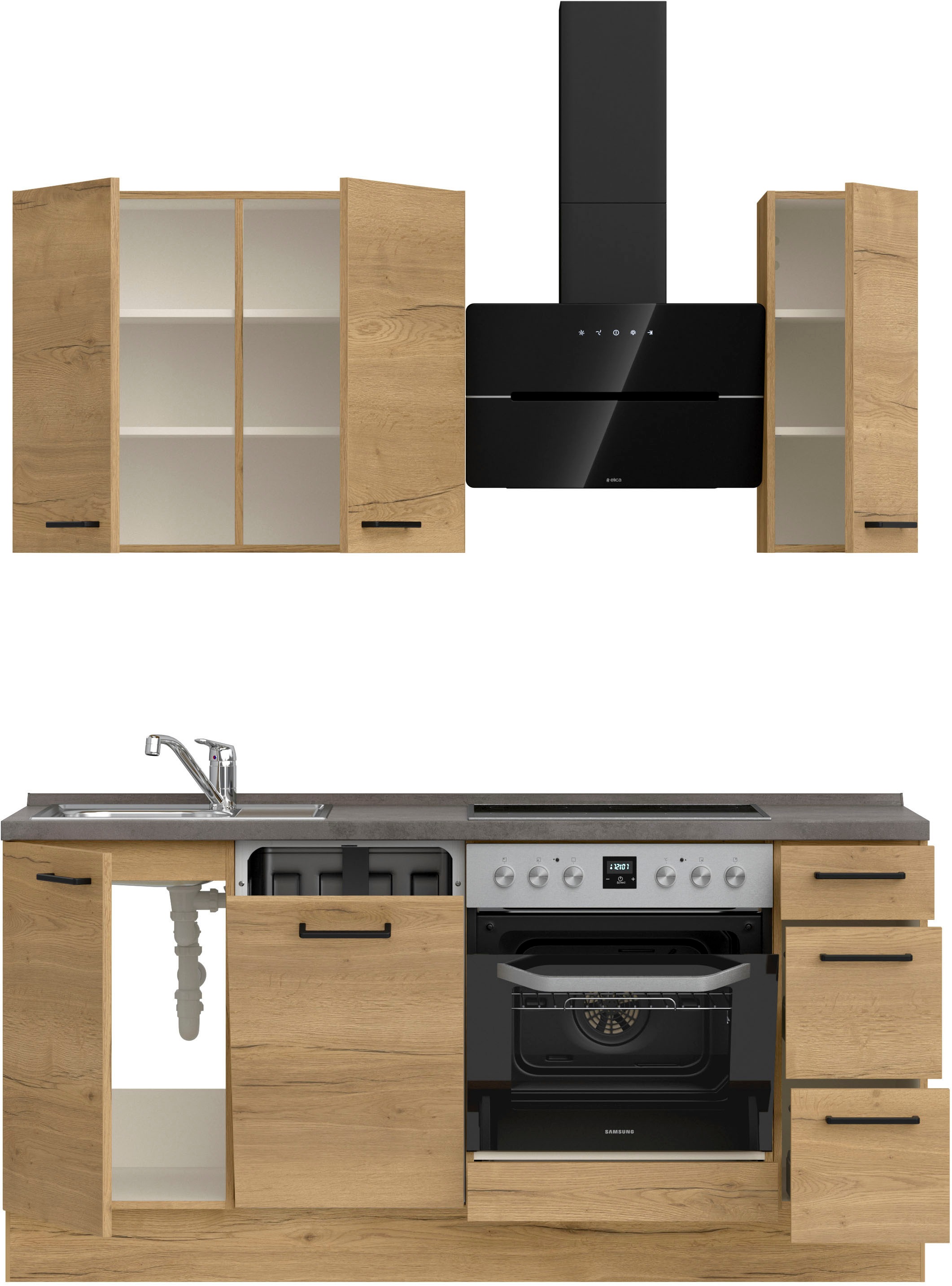 nobilia® Küchenzeile »"Structura II"«, vormontiert, Ausrichtung wählbar, Breite 180 cm, wahlw. mit E-Geräten