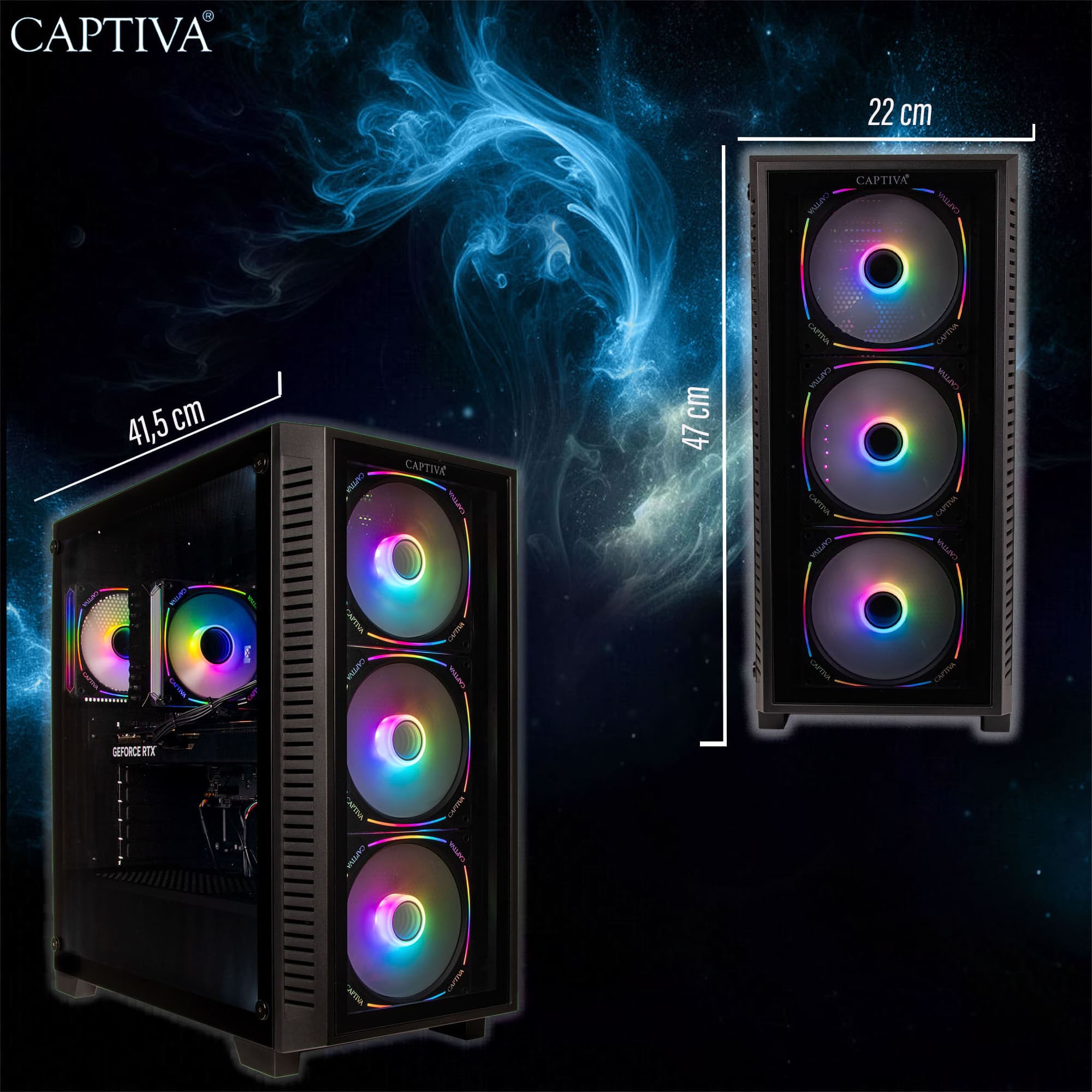 CAPTIVA Gaming-PC-Komplettsystem »Advanced Gaming R94-916 TFT Bundle« 68,6 ″ AMD Ryzen 7 Nvidia 32 GB RAM 2.000 GB SSD