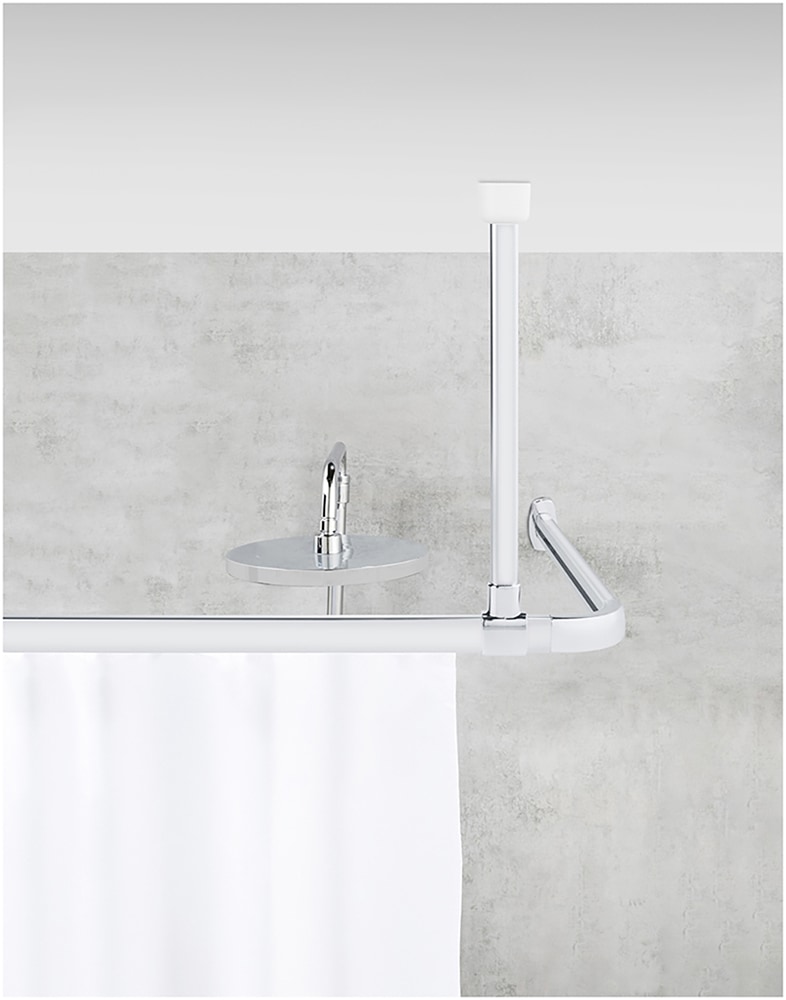 WENKO Duschstangen-Deckenhalter »Modell Era«, Deckenstütze aus Aluminium für Winkelschiene Era, 57 cm