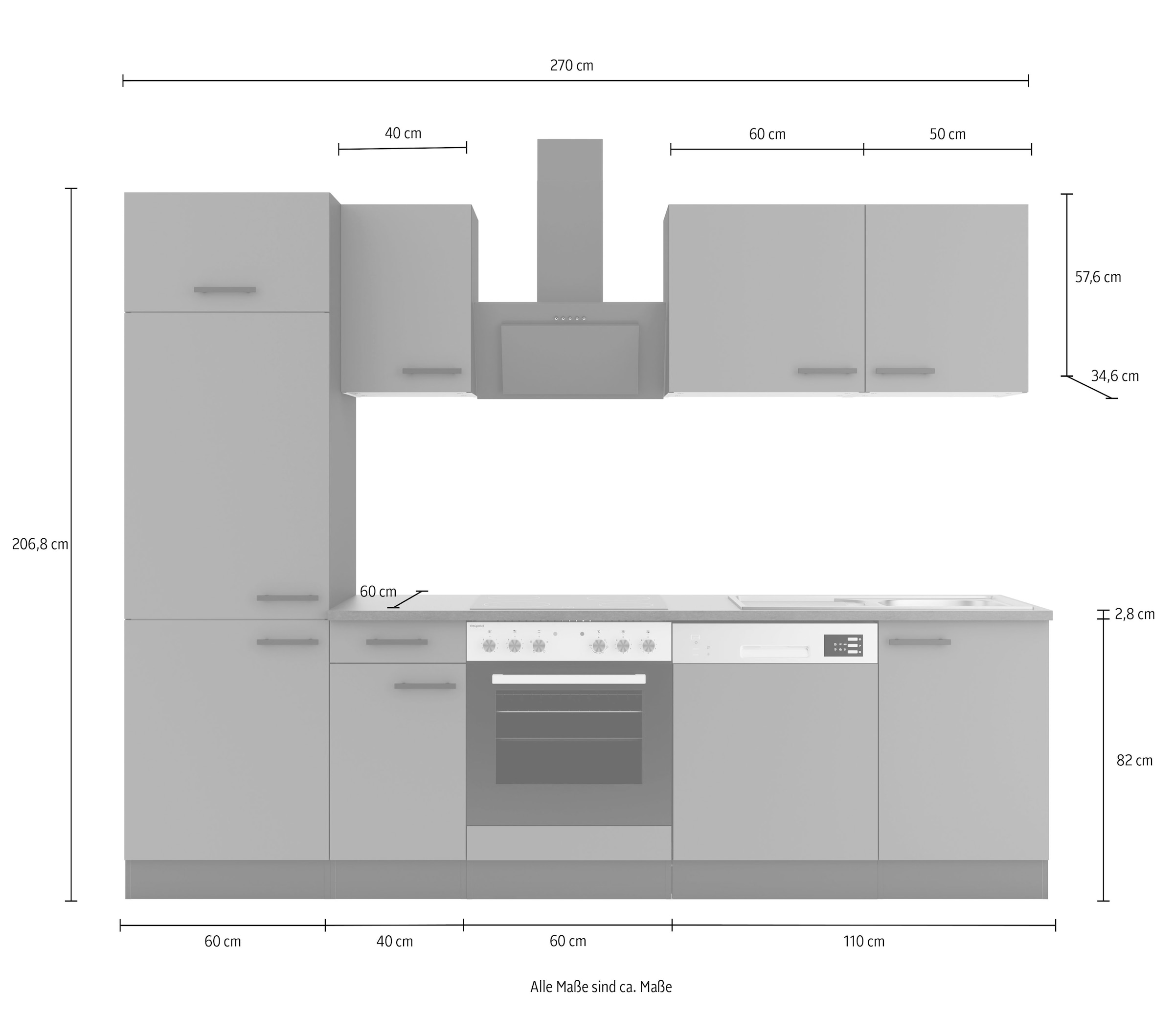 OPTIFIT Küche »Bella«, Breite 270 cm, wahlweise mit E-Geräten