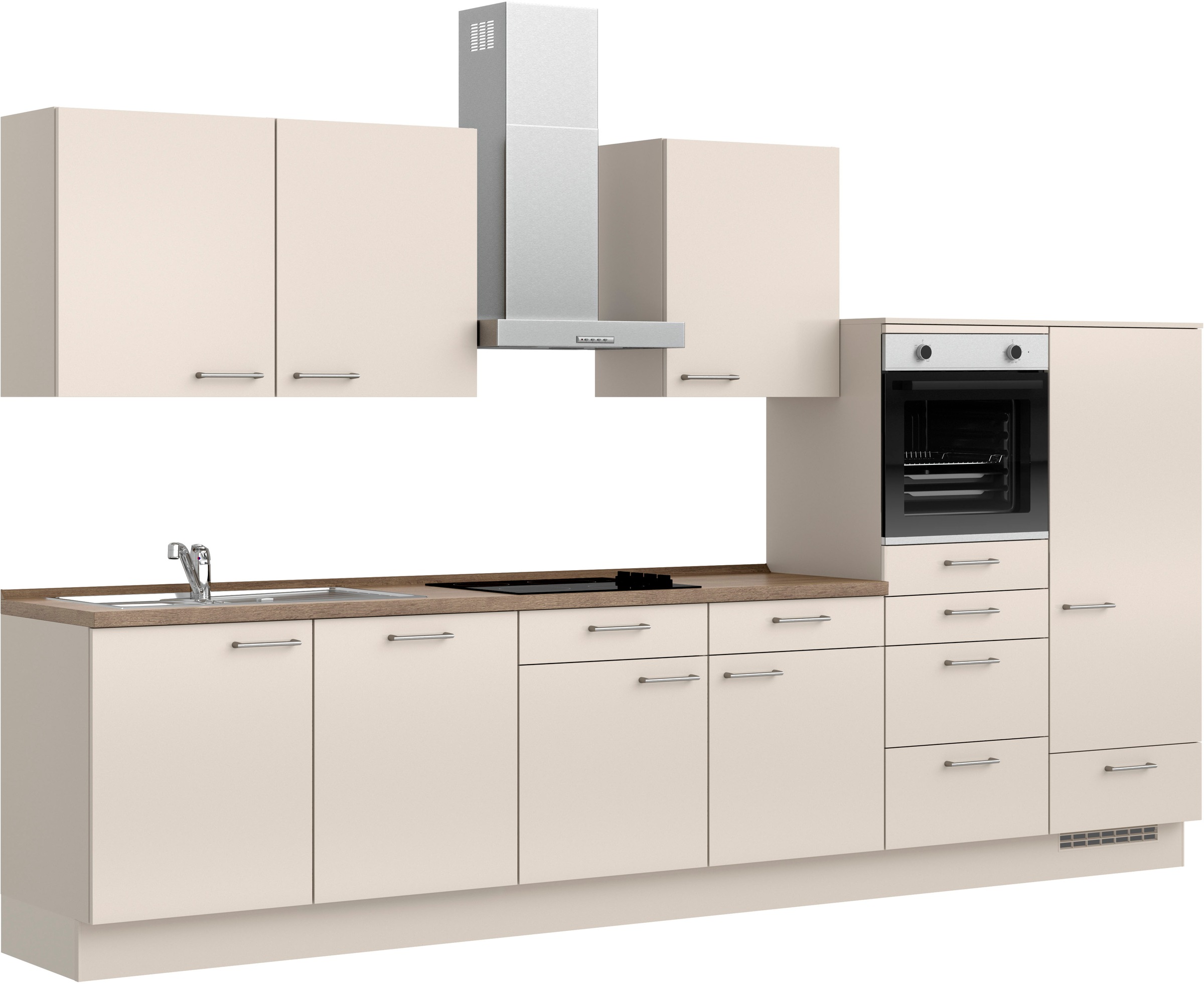 nobilia® Küchenzeile »"Laser I", Ausrichtung wählbar, Breite 360 cm« vormontiert, wahlw. mit unterschiedlichen E-Geräten-Sets