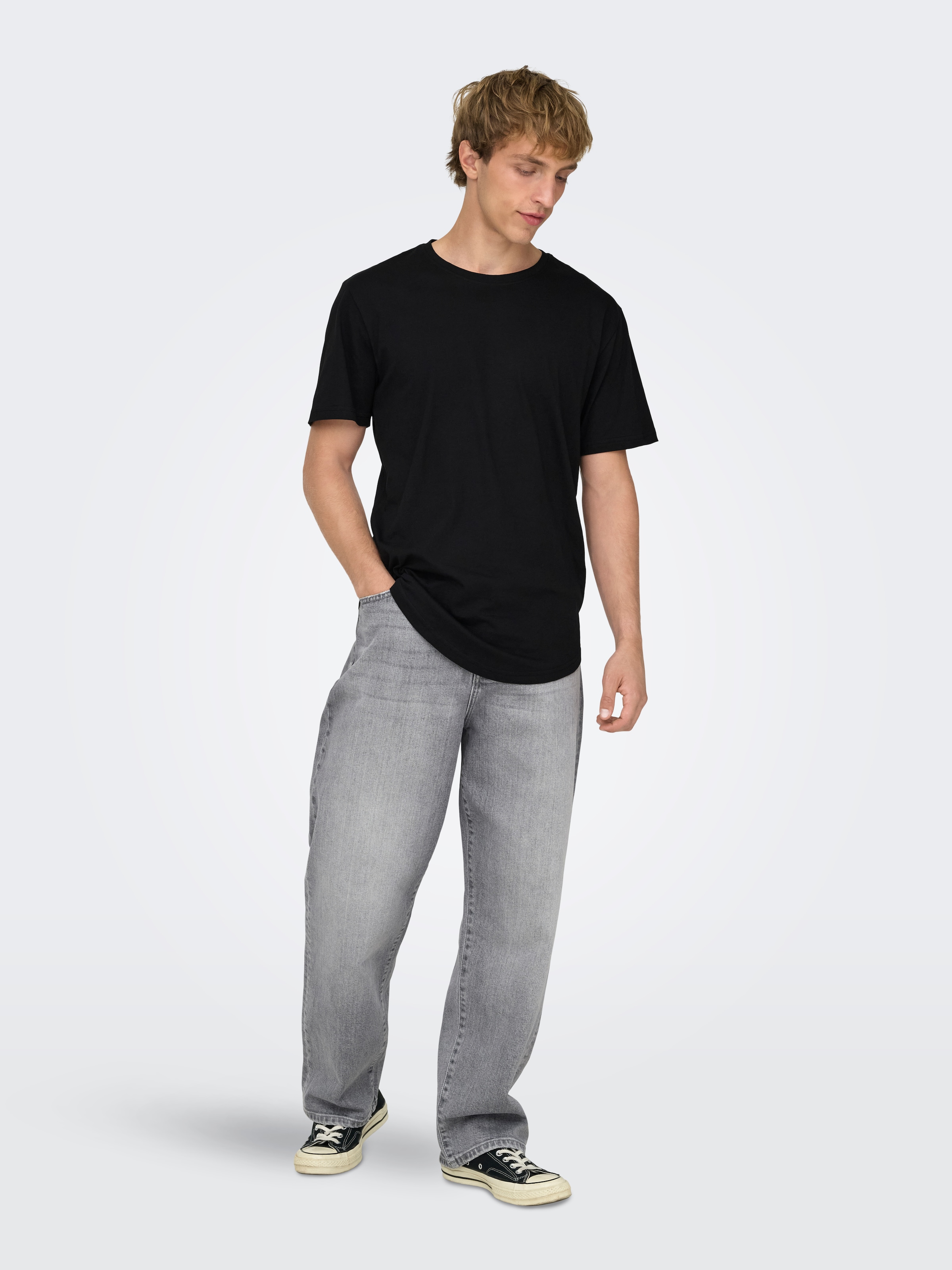 ONLY & SONS Rundhalsshirt »ONSMATT LONGY SS TEE 3-PACK« Packung, 3 Stk.