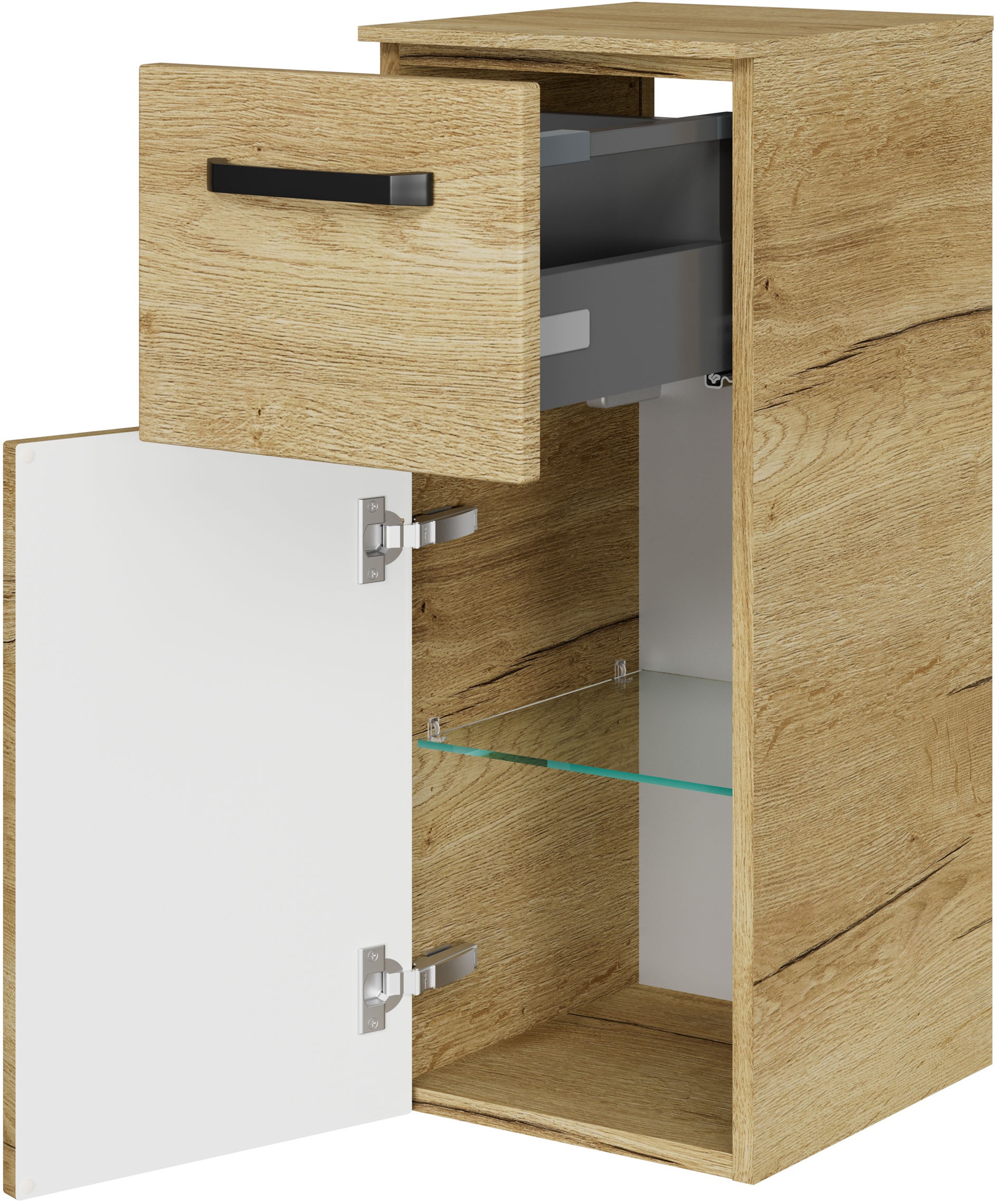 Saphir Badmöbel-Set »Serie 4010 5-teilig Keramik-Waschtisch mit LED-Spiegelschrank«, (Set), Bad Set mit Unterschrank, Hängeschrank, Midischrank, inkl. Türdämpfer
