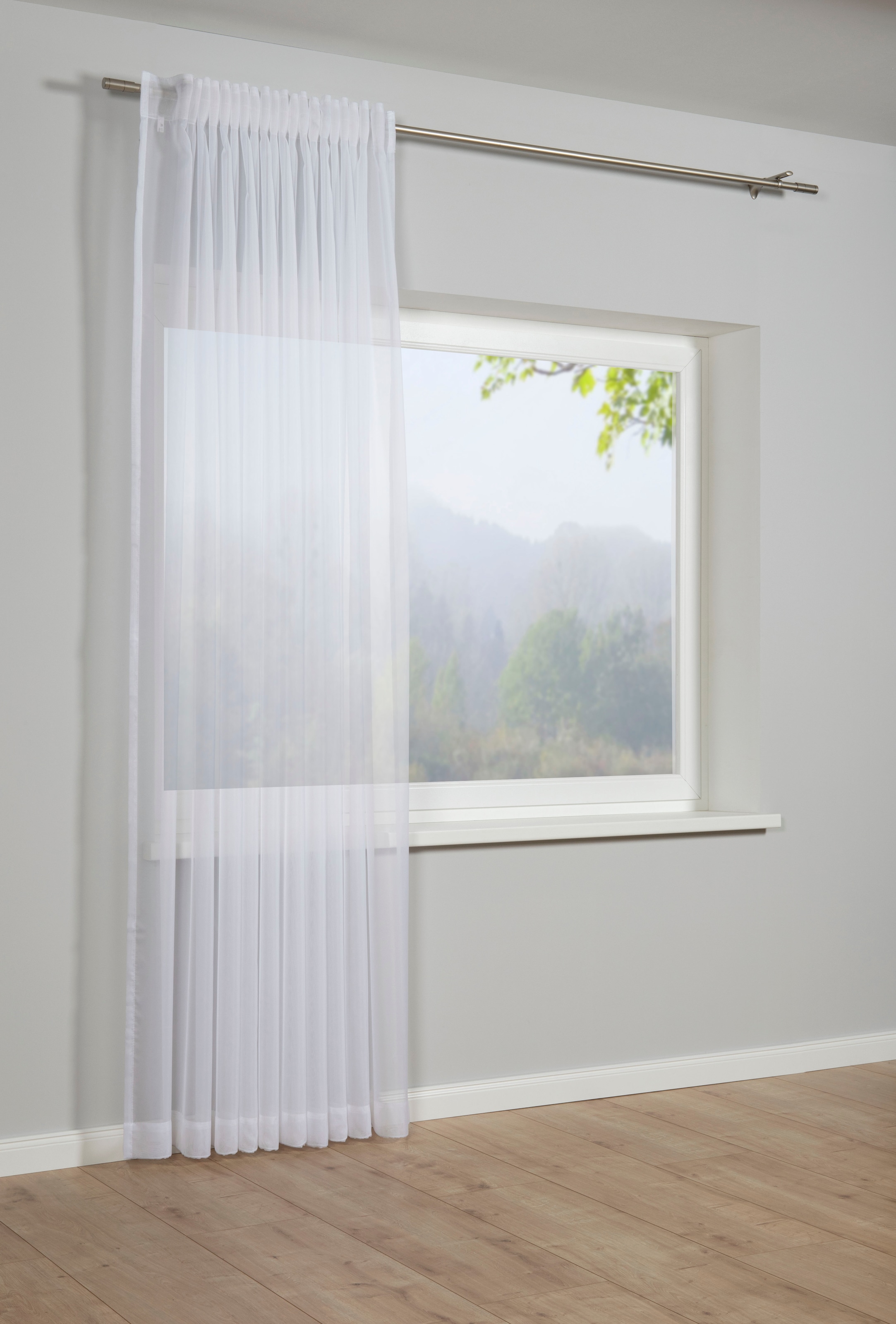 Gardine »Schal Voile mit Beschwerungstasche«, (1 St.), mit Gardinenband und verdeckten Schlaufen