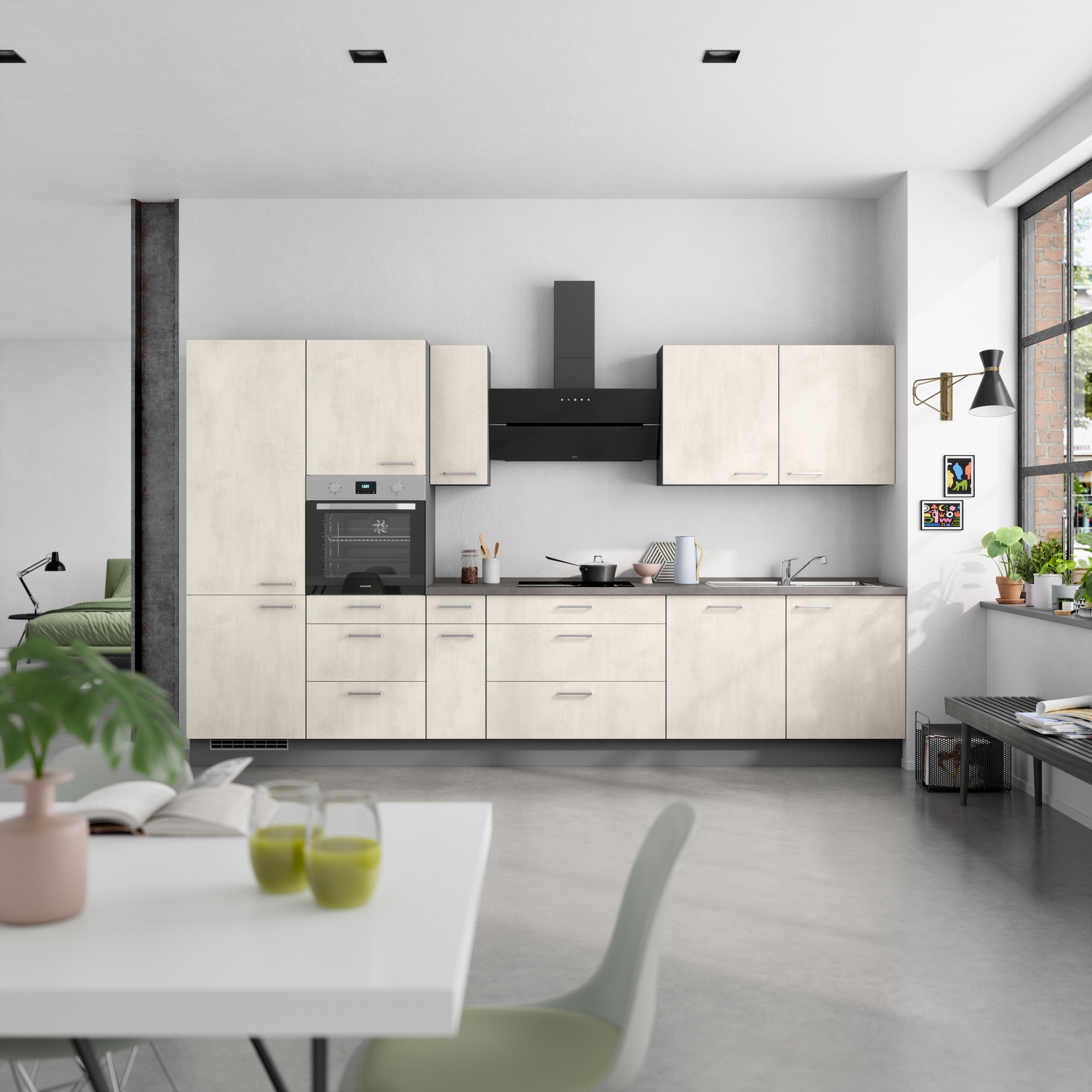 nobilia® Küchenzeile »"Riva II"« vormontiert, Ausrichtung wählbar, Breite 360 cm, wahlw. mit E-Geräten