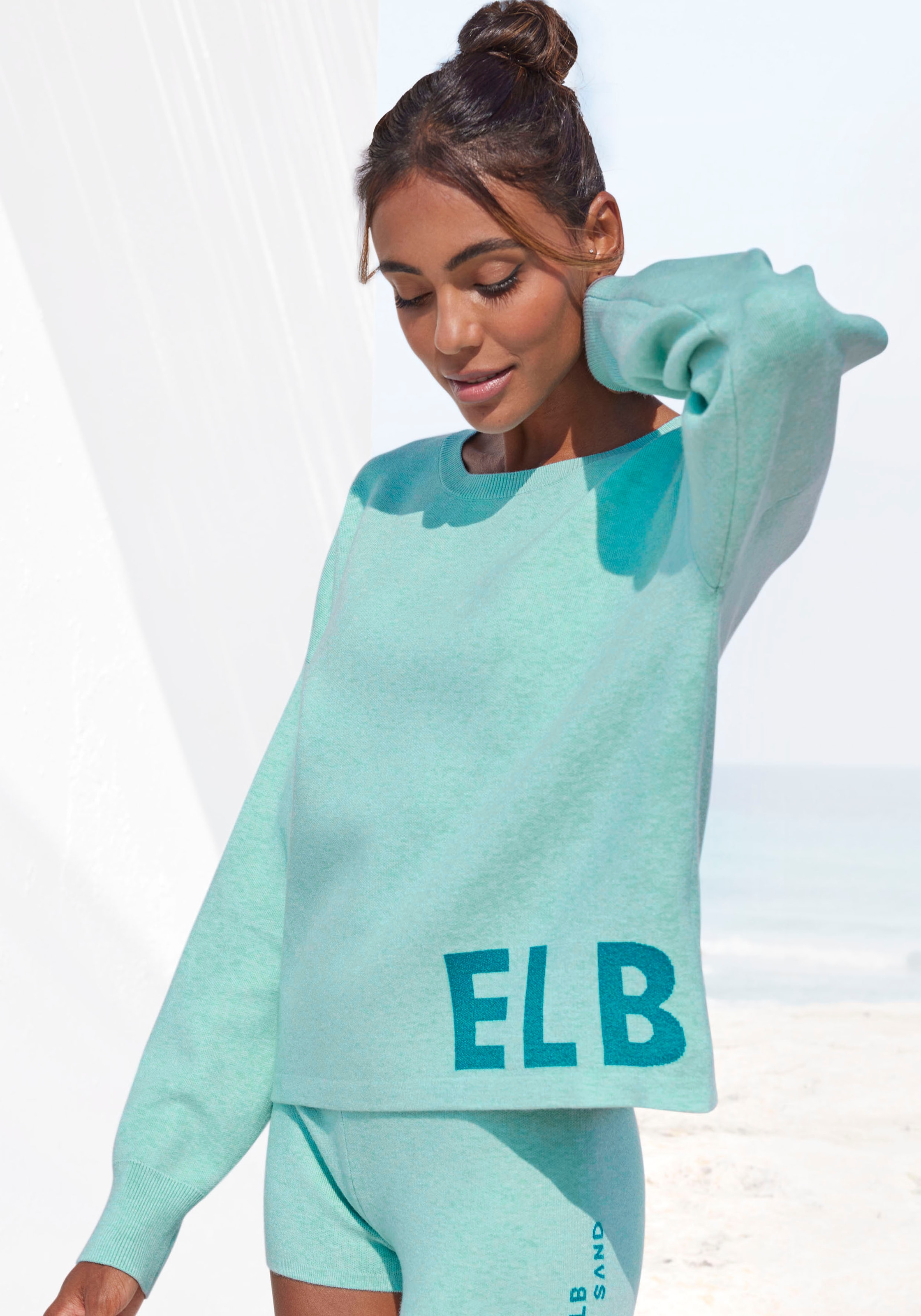 Elbsand Strickpullover »/ Loungeshirt«, aus hochwertigem Strick mit eingestricktem Logo, Loungewear