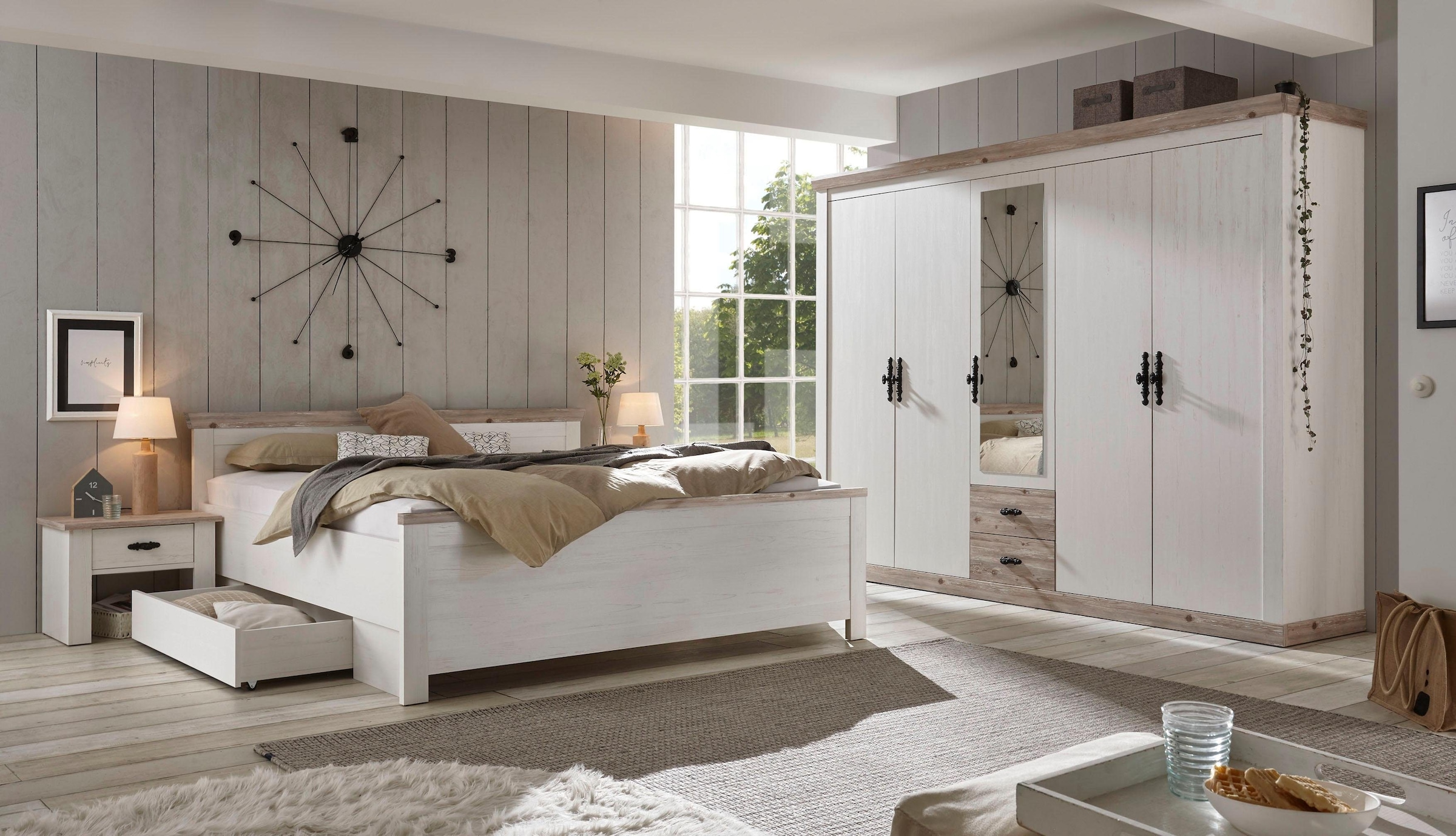 Home affaire Bett »Florenz Doppelbett Landhausstil Bettgestell (100,140 oder 180/200cm)«, aus FSC®-zertifiziertem Holzwerkstoff, in 3 Breiten