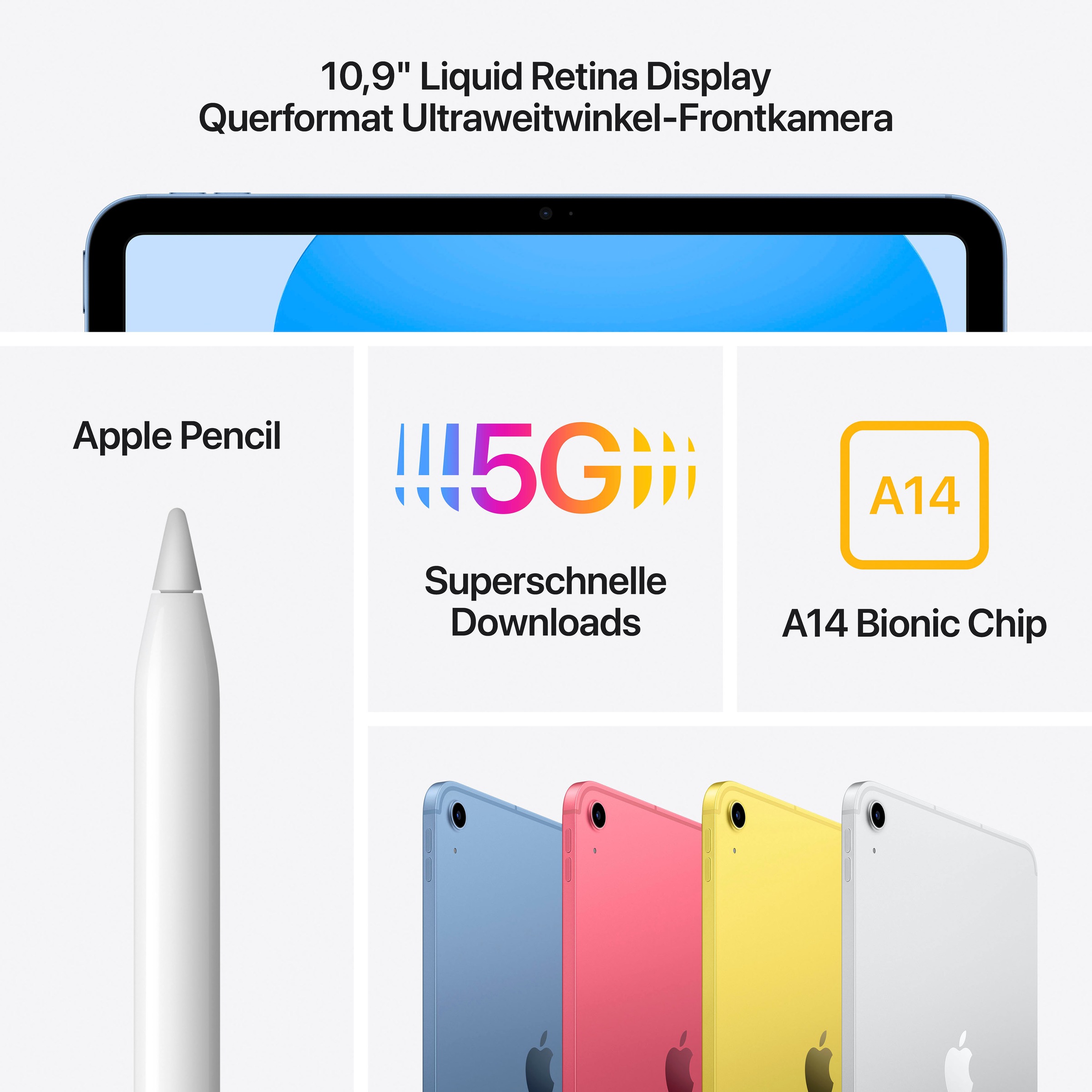 Apple Tablet »iPad Wi-Fi + Cellular 10 Generation inklusive Poweradapter«, (27,68 cm / 10,9 Zoll), iPadOS, 5G,)