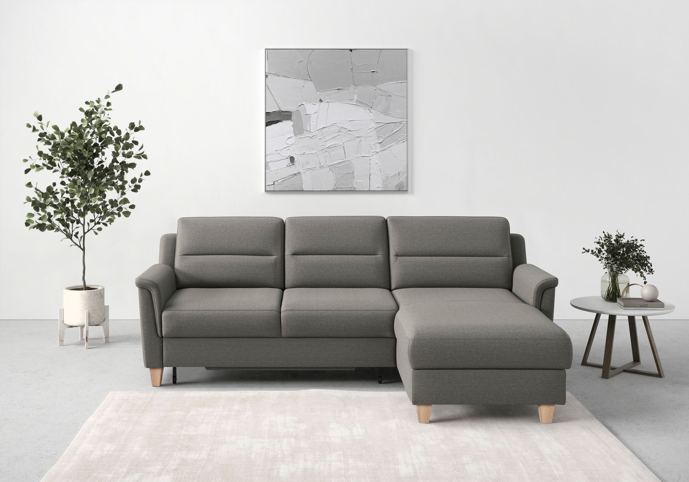 sit&more Ecksofa »Farö L-Form«, inklusive Federkern, wahlweise mit Bettfunktion und Bettkasten