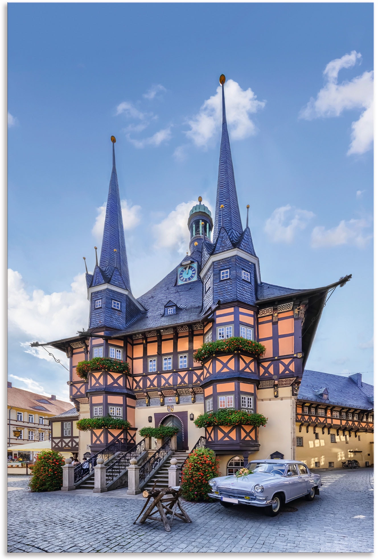 Artland Wandbild »Rathaus Wernigerode, Fachwerkhaus«, Deutschland, (1 St.), als Alubild, Leinwandbild, Wandaufkleber oder Poster in versch. Größen
