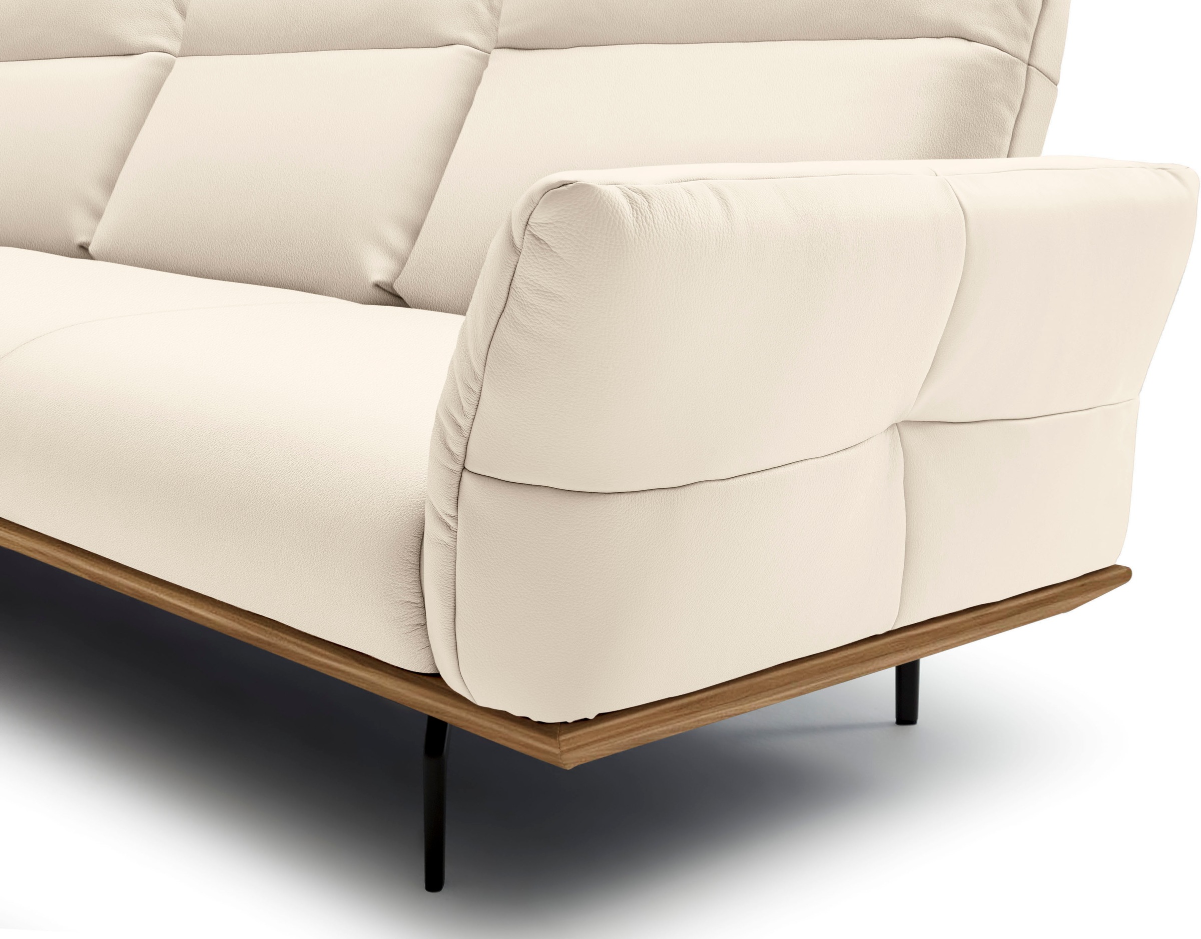 Creation BY ROLF BENZ Ecksofa »CR.460«, Sockel in Nussbaum, Winkelfüße in Umbragrau, Breite 318 cm