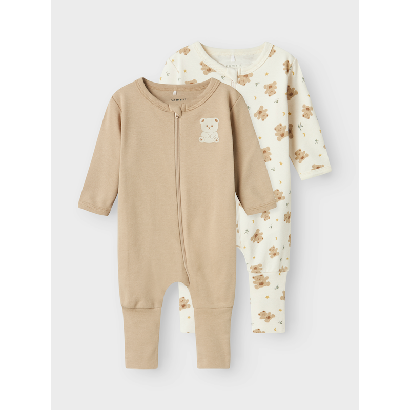 NAME IT Schlafoverall »NBNNIGHTSUIT 2P ZIP FF JET BEAR NOOS« Packung, 2 Stk. tlg. Jet Stream 62 62 Schlafanzug von name it für Mädchen und Jungen
