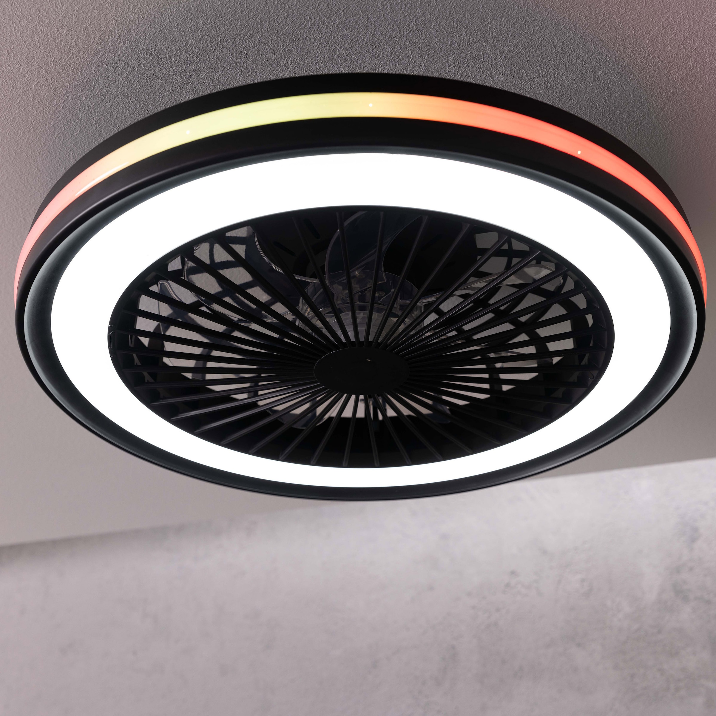Brilliant LED Deckenleuchte »Palmero«, mit Ventilator, Ø 47 cm, IC-RGB, 5000 lm, dimmbar, 2700-6500 K