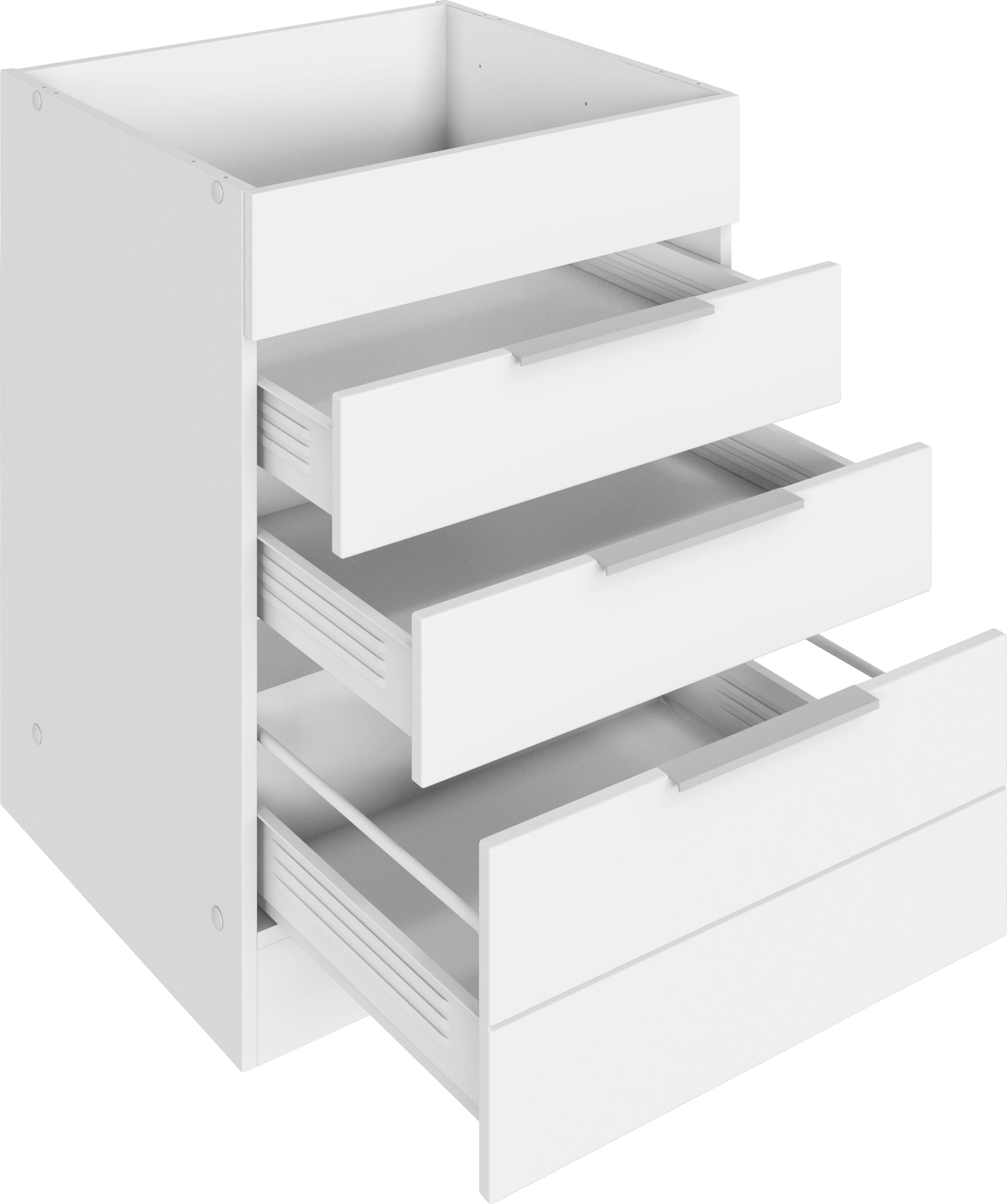KOCHSTATION Kochfeldumbauschrank »KS-Luhe«, 60 cm breit, hochwertige MDF-Fronten mit waagerechter Lisene