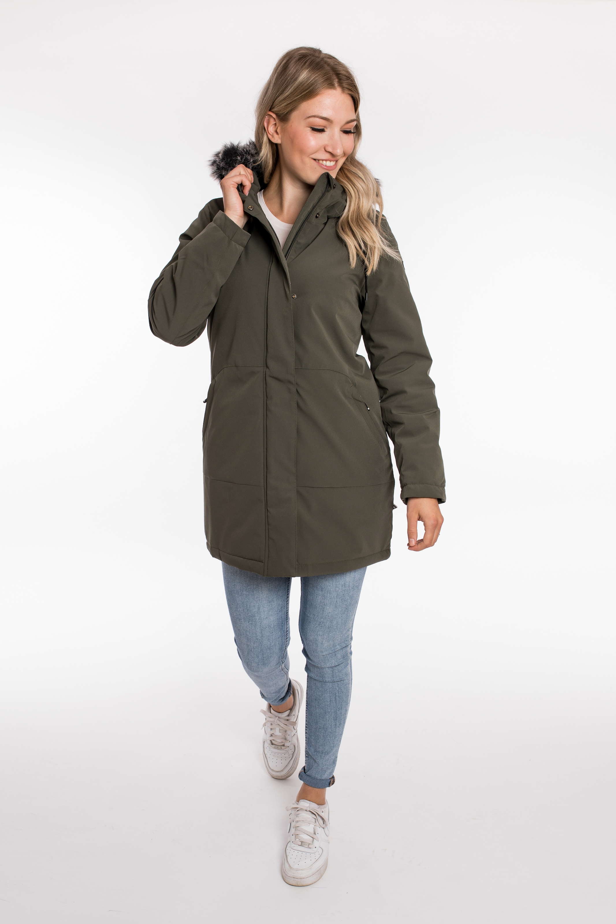DEPROC Active Parka »DIAMOND PEAK Women« mit abnehmbarem Kunstfellbesatz