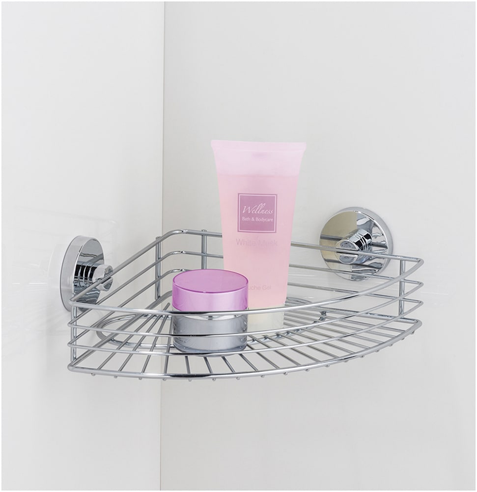 WENKO Eckregal »Vacuum-Loc® Modell Bari«, (3 St.), fürs Badezimmer mit 2 Haken, Befestigen ohne Bohren