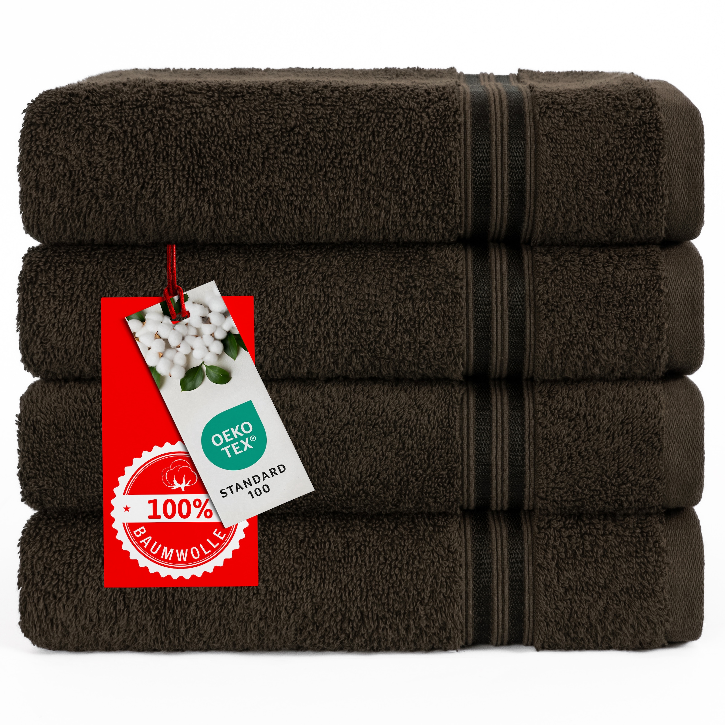 HAMMETEX Handtuch Set »4er Set Handtücher 50x100 cm, 100% Baumwolle, Weich & Saugstark«, (Set, 4 St., 4), mit Bordüre, einfarbig, weich