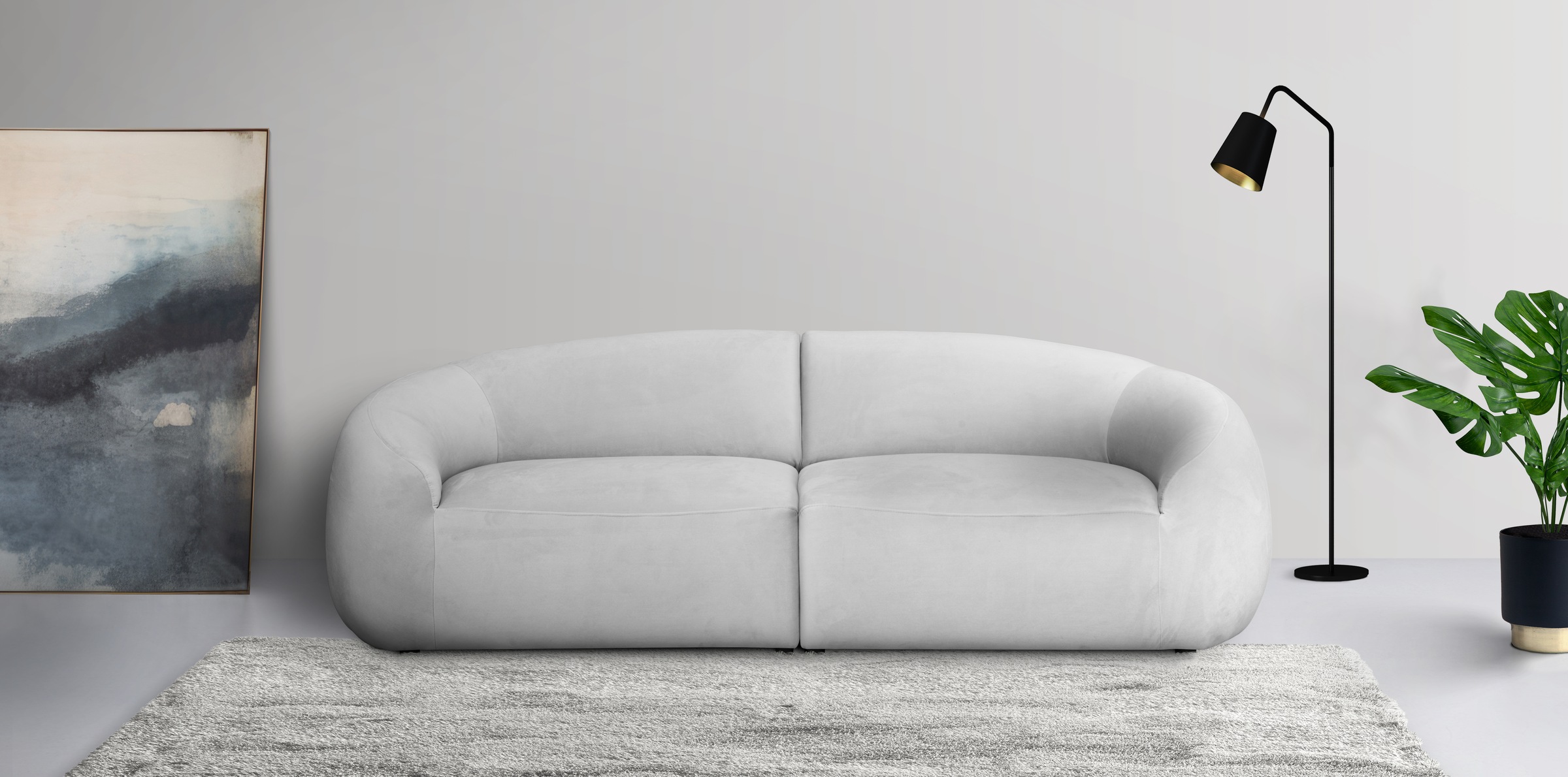 LeGer Home by Lena Gercke Big-Sofa »YANI Designersofa, organische Form, Maße B/T/H: 240/64/81 cm«, mit Wellenunterfederung, auch in Bouclé, passend zur Serie