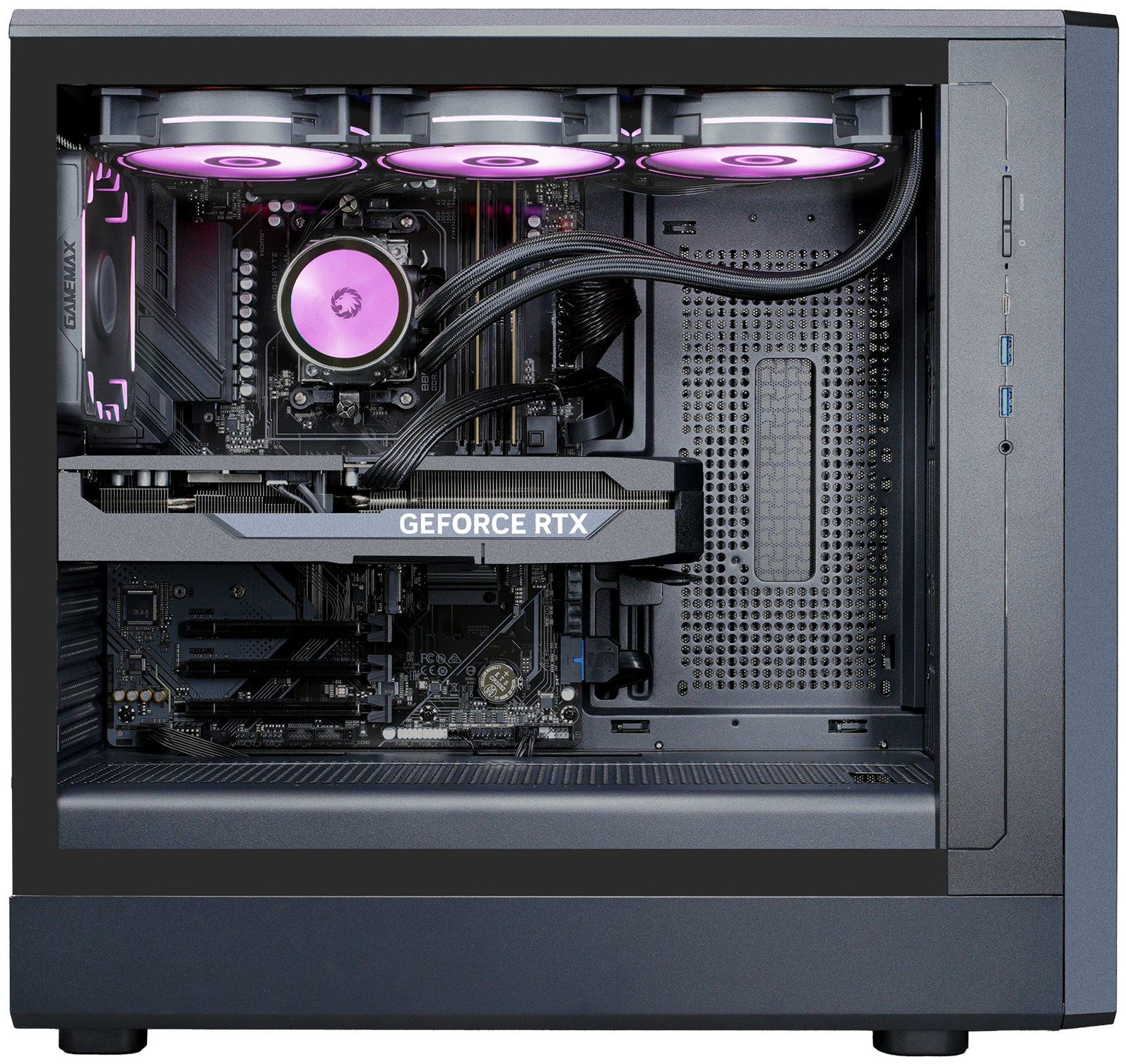 GAMEMAX Gaming-PC »CLAW BK 8094 AMD Ryzen 5 7500F 32GB DDR5 1TB SSD RTX 5060Ti« DDR5 RAM, Windows 11, Wasserkühlung