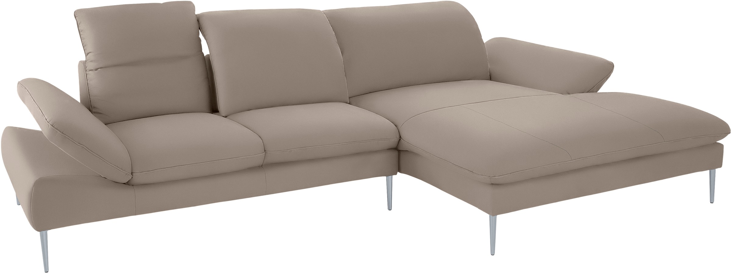 W.SCHILLIG Ecksofa »enjoy&MORE, Designsofa, bequem, zeitlos und elegant, L-Form«, mit Sitztiefenverstellung, Füße silber matt, Breite 340 cm