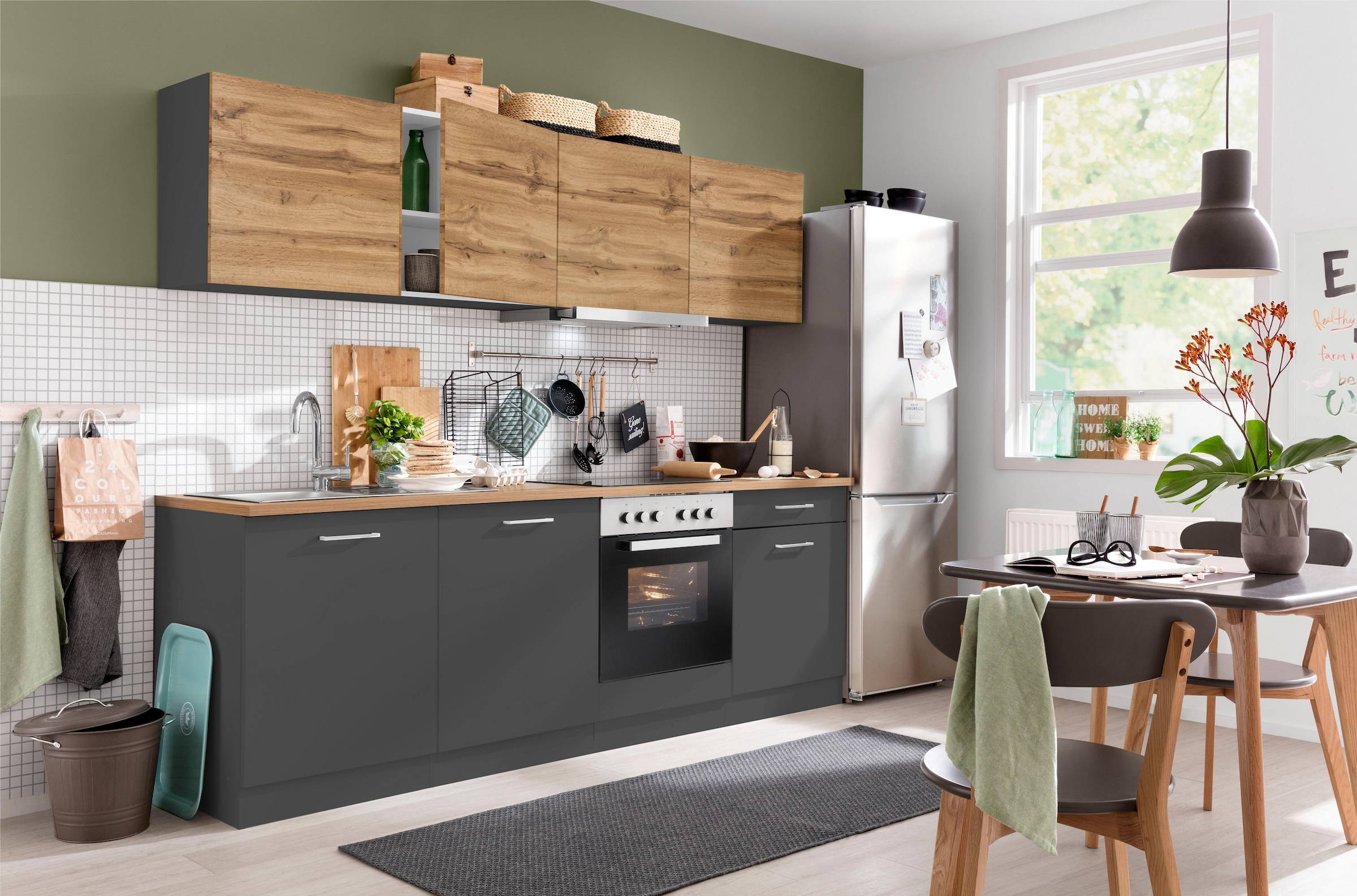 KOCHSTATION Küchenzeile »KS-Kehl«, mit E-Geräten, Breite 240 cm, inkl. Geschirrspülmaschine