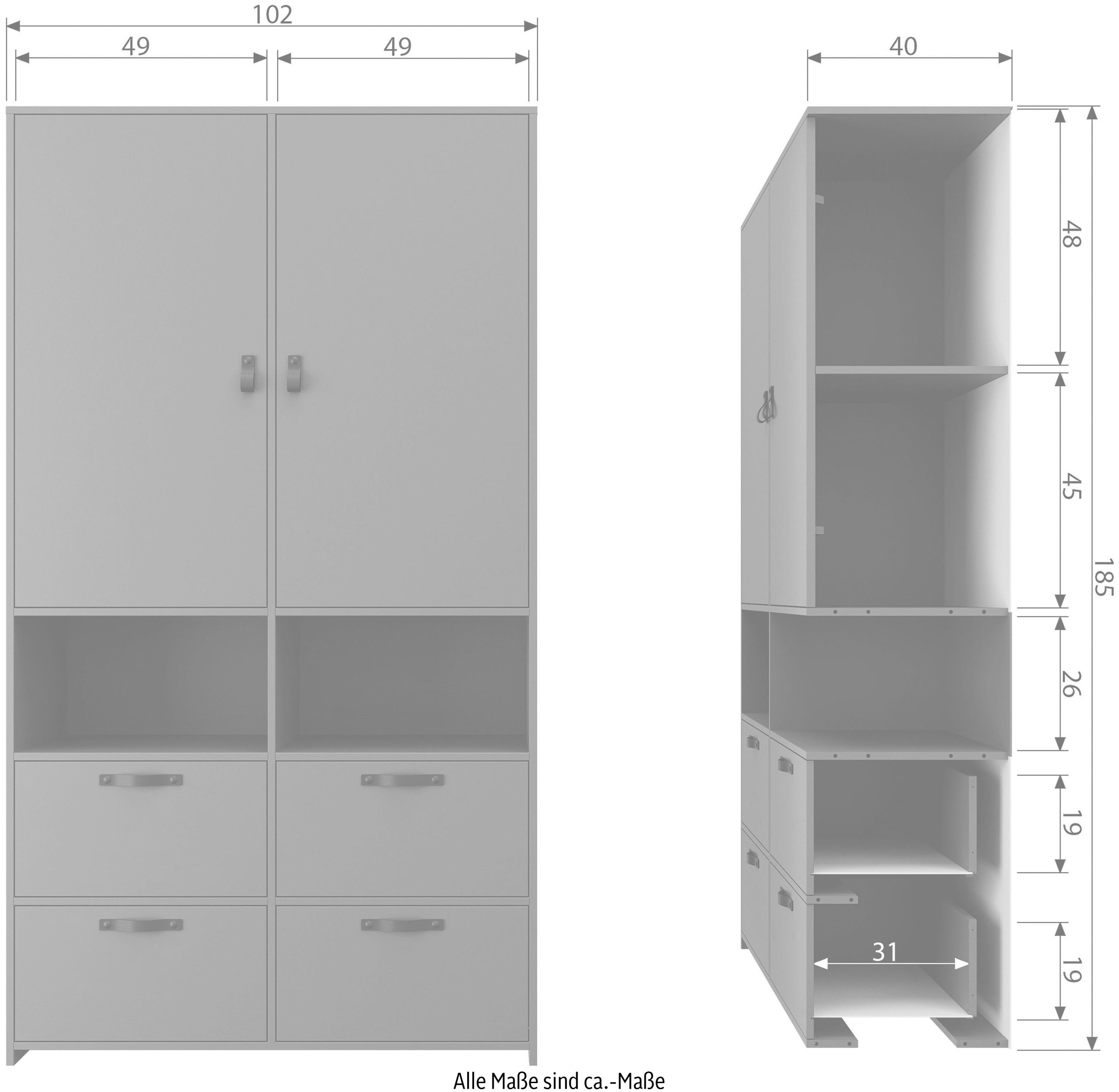vtwonen Garderobenschrank »Stage«, viel Stauraum, H 185 cm x B 102 cm