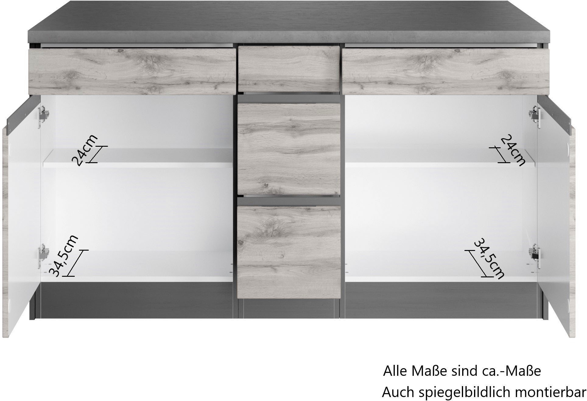 KOCHSTATION Winkelküche »KS-Riesa«, Stellbreite 490/153 cm, wahlweise mit Induktionskochfeld