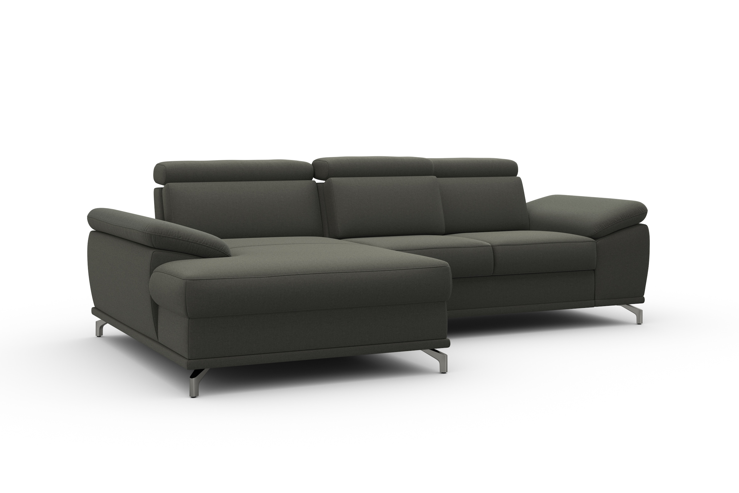 sit&more Ecksofa »Cabrio L-Form, mit Sitztiefenverstellung, Arm- und Kopfteilverstellung«, 2 Nierenkissen, Federkern, optional Bettfunktion und Stauraum