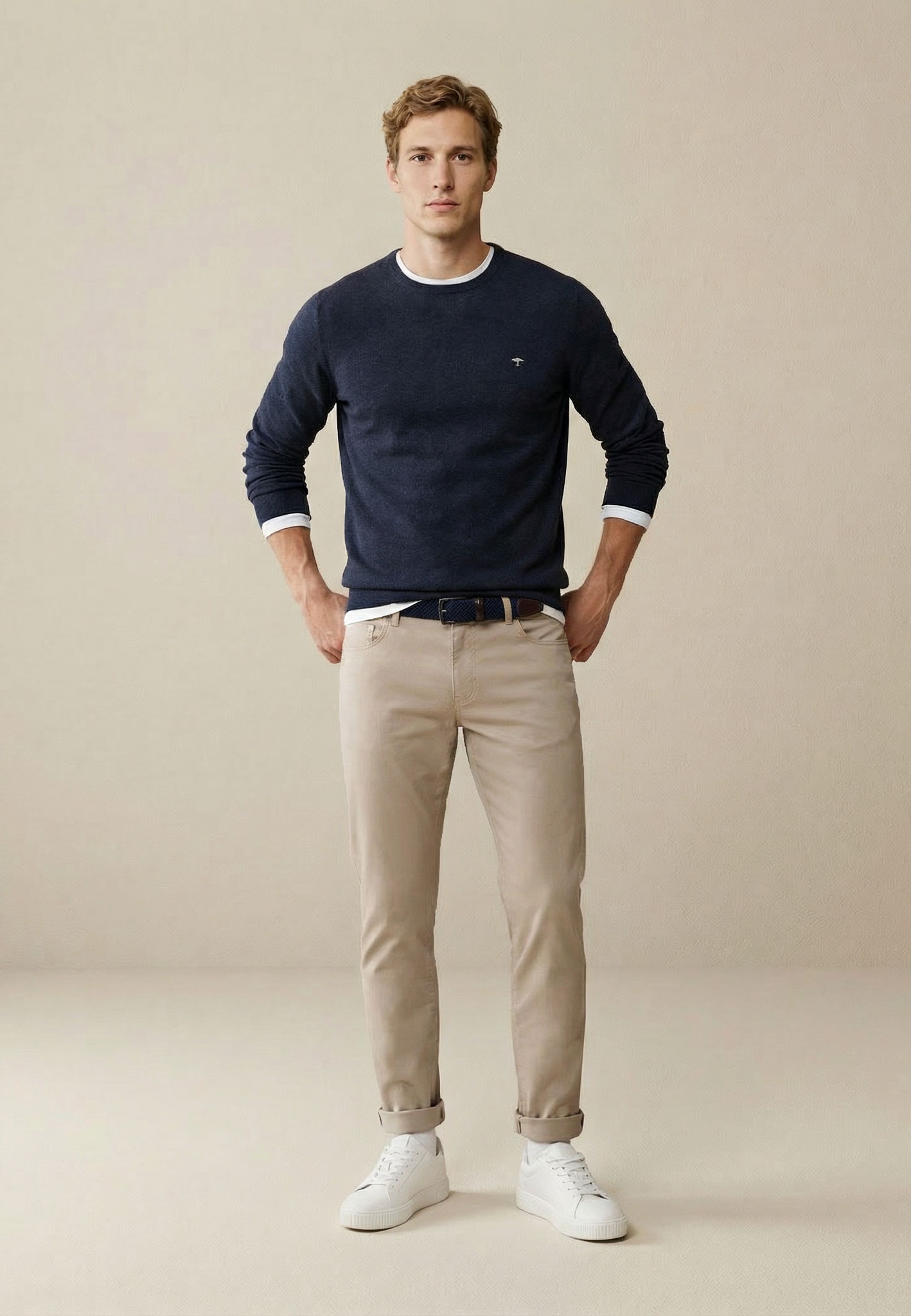 FYNCH-HATTON Strickpullover »FYNCH-HATTON Langarmpullover« mit Logostickerei