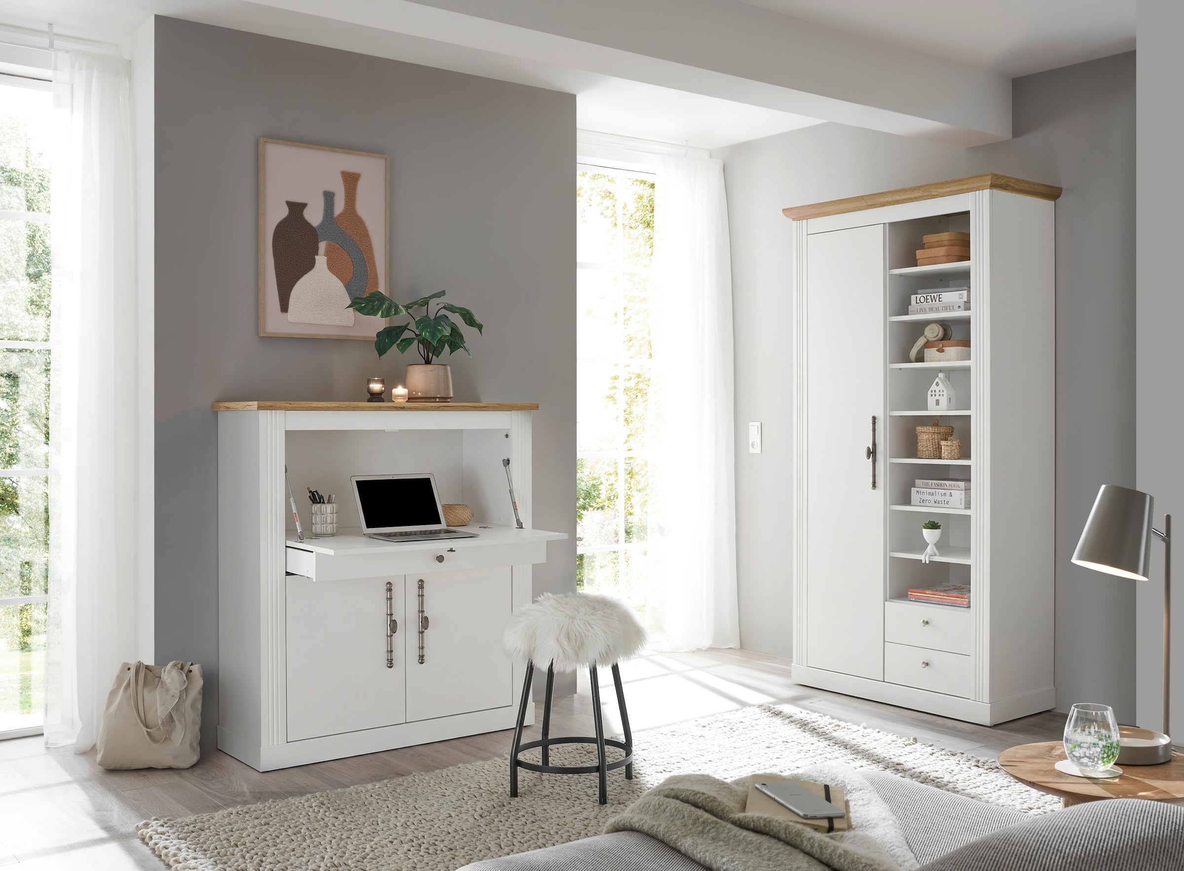OTTO home Sekretär »Westminster, PC-Schrank mit klappbarer Tischplatte, Schreibtisch« Home-Office-Schreibtisch, Monitor-/Laptopfach, mit Kabelkanal