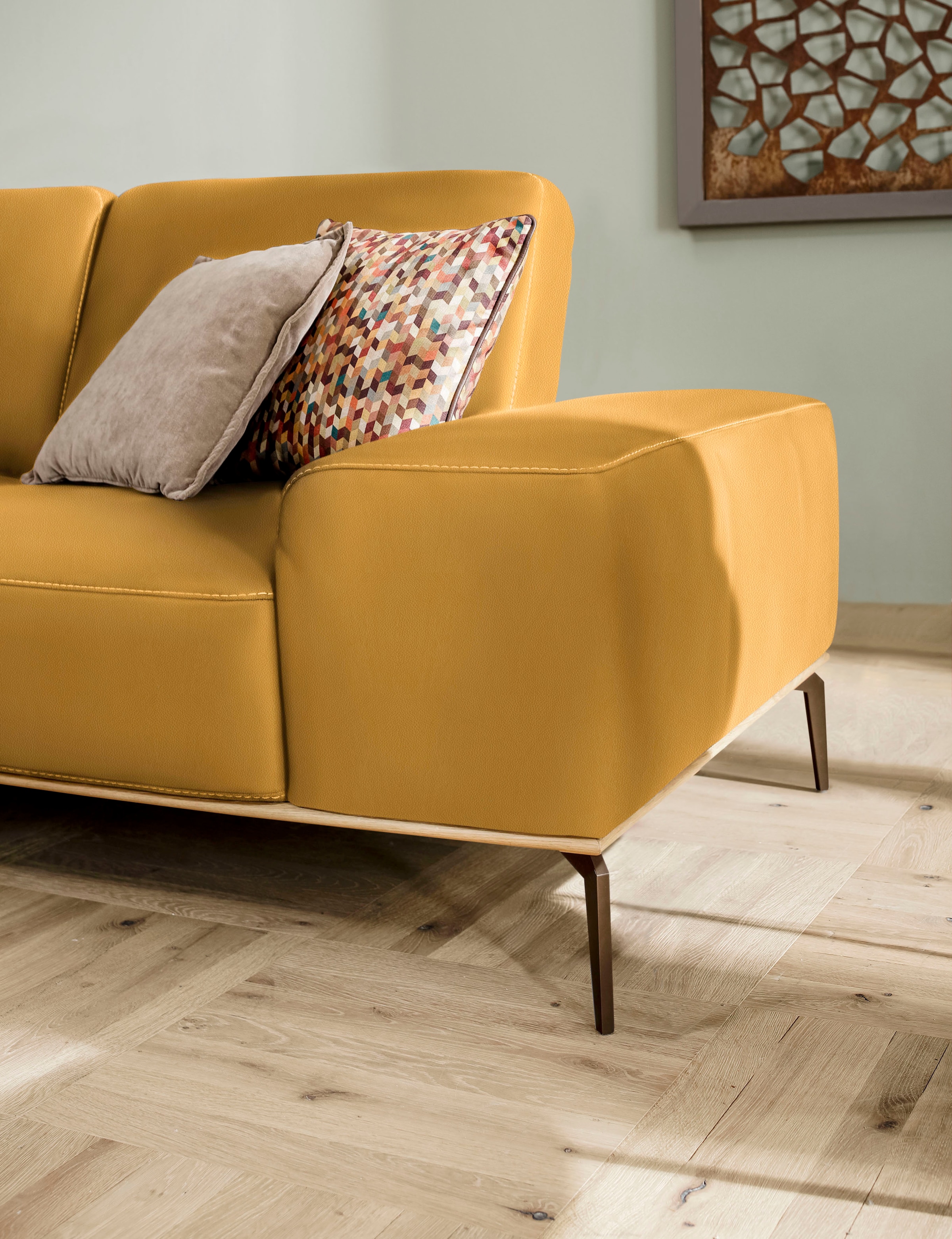 W.SCHILLIG Ecksofa »run, Designsofa mit tollem Sitzkomfort, bequem, L-Form«, mit Holzsockel, Füße in Bronze pulverbeschichtet, Breite 279 cm