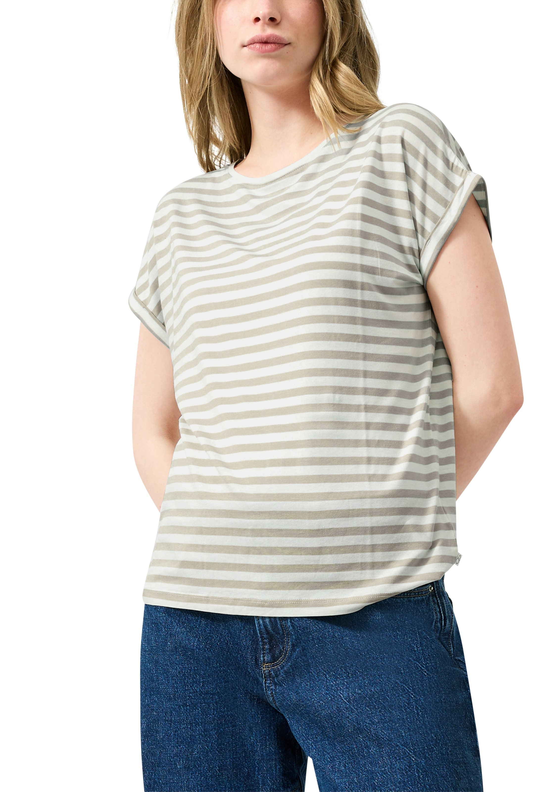 QS Kurzarmshirt im Streifen-Design