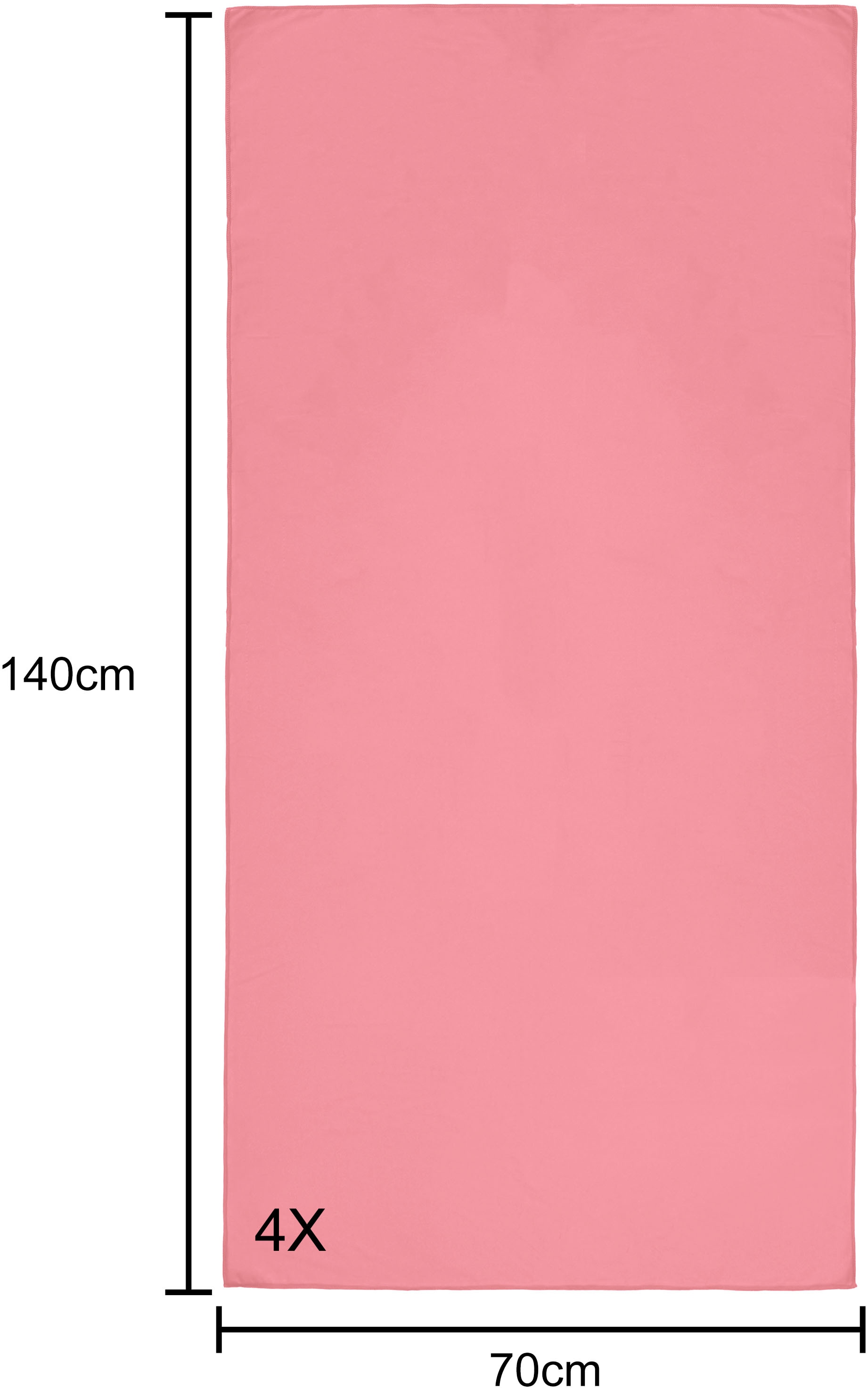 my home Reisehandtuch »Xavi, 4 x 70x140cm ideal als Sporthandtuch, Reisehandtuch«, (Set, 4 St.), als Serie und Set, sehr leicht, kompakt, schnelltrocknend, Mikrofaser