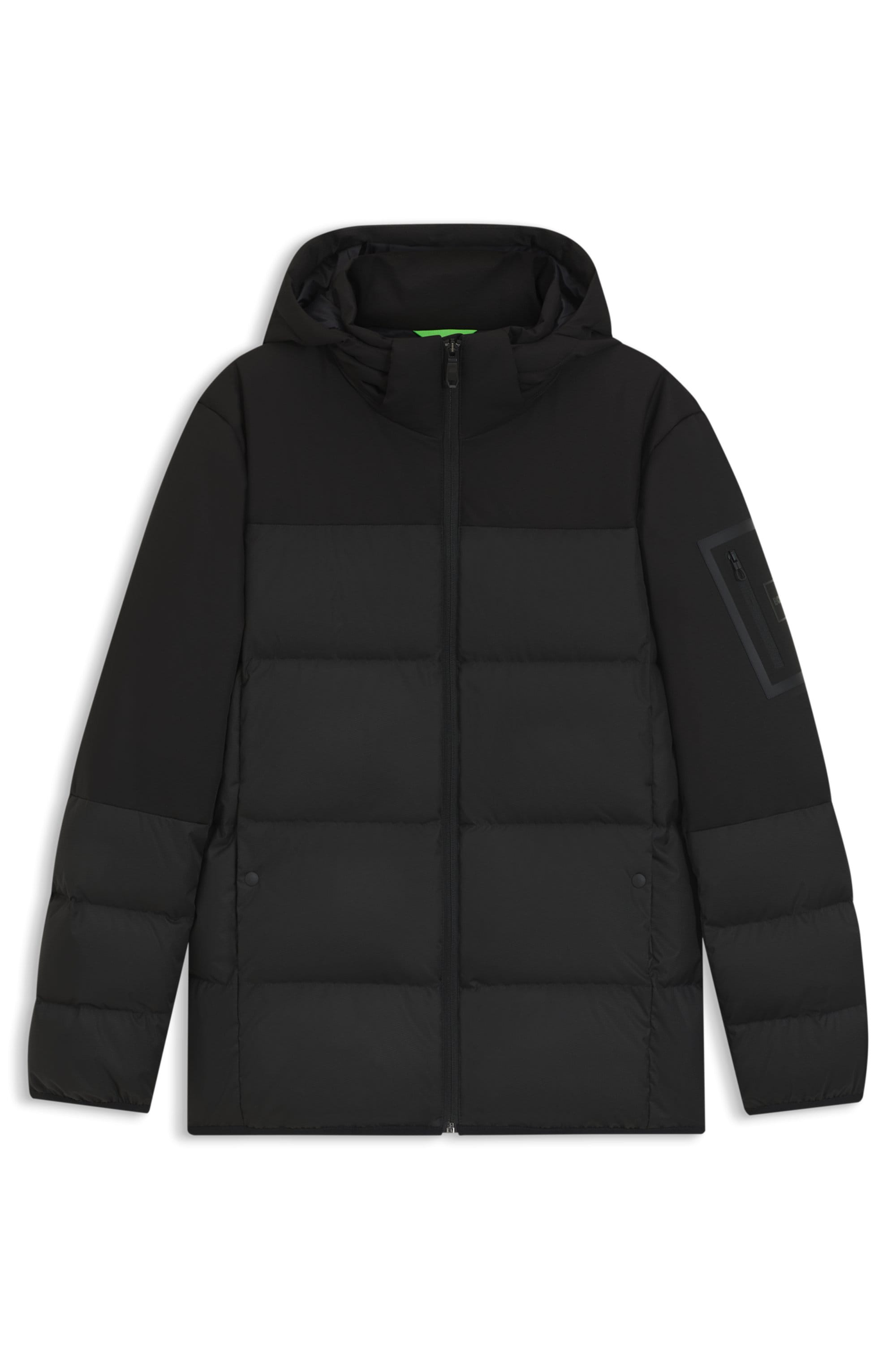 BOSS GREEN Daunenjacke, mit Kapuze, abnehmbare Kapuze, Regular Fit, warm wattiert