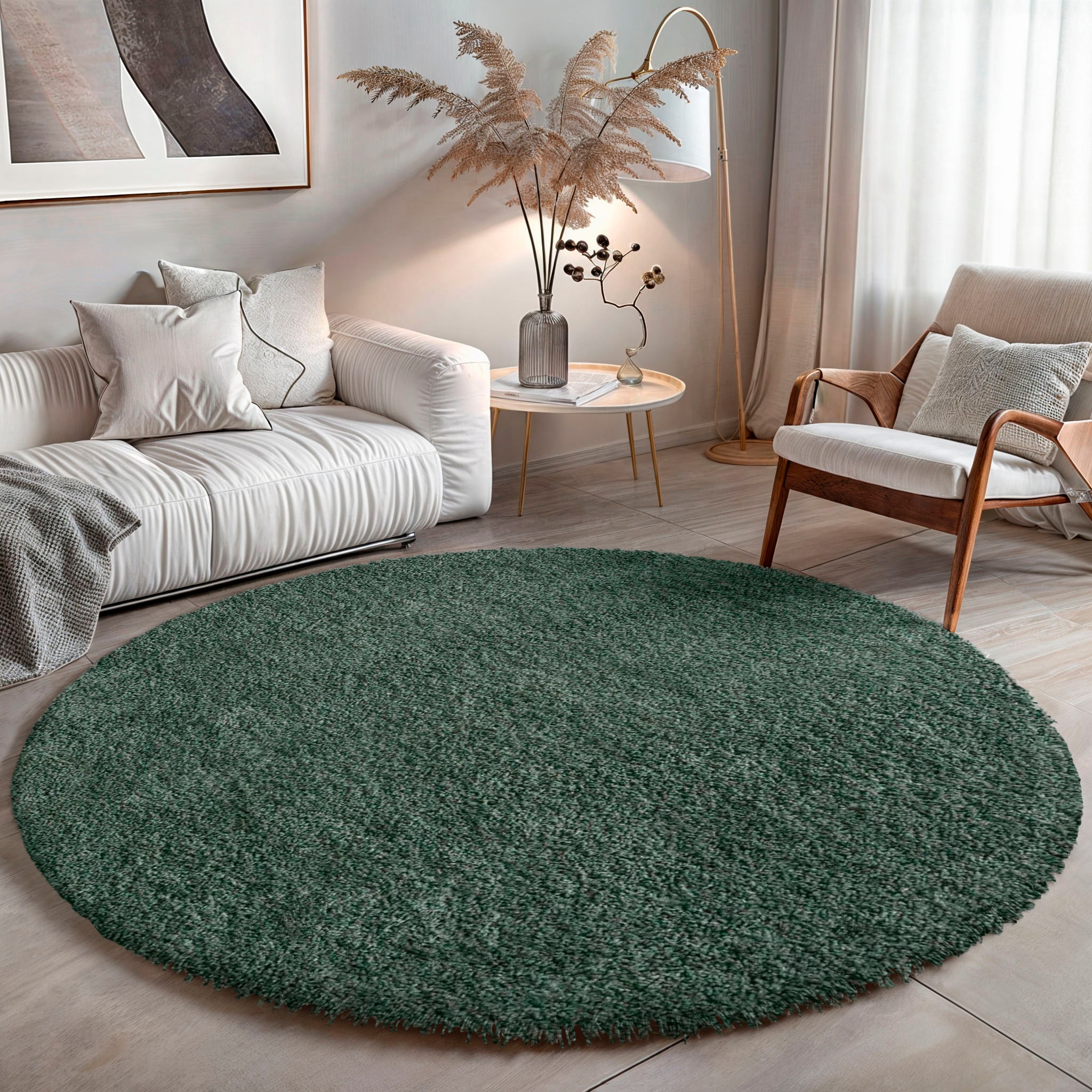 OTTO home Hochflor-Teppich »Banji« rund 37 mm Höhe Uni Farben, weich und fl günstig online kaufen